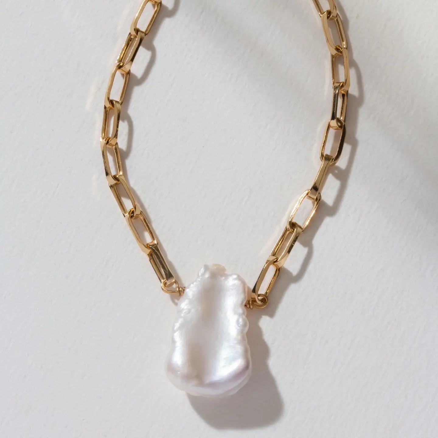 Keishi Pearl Paperclip Chain Necklace