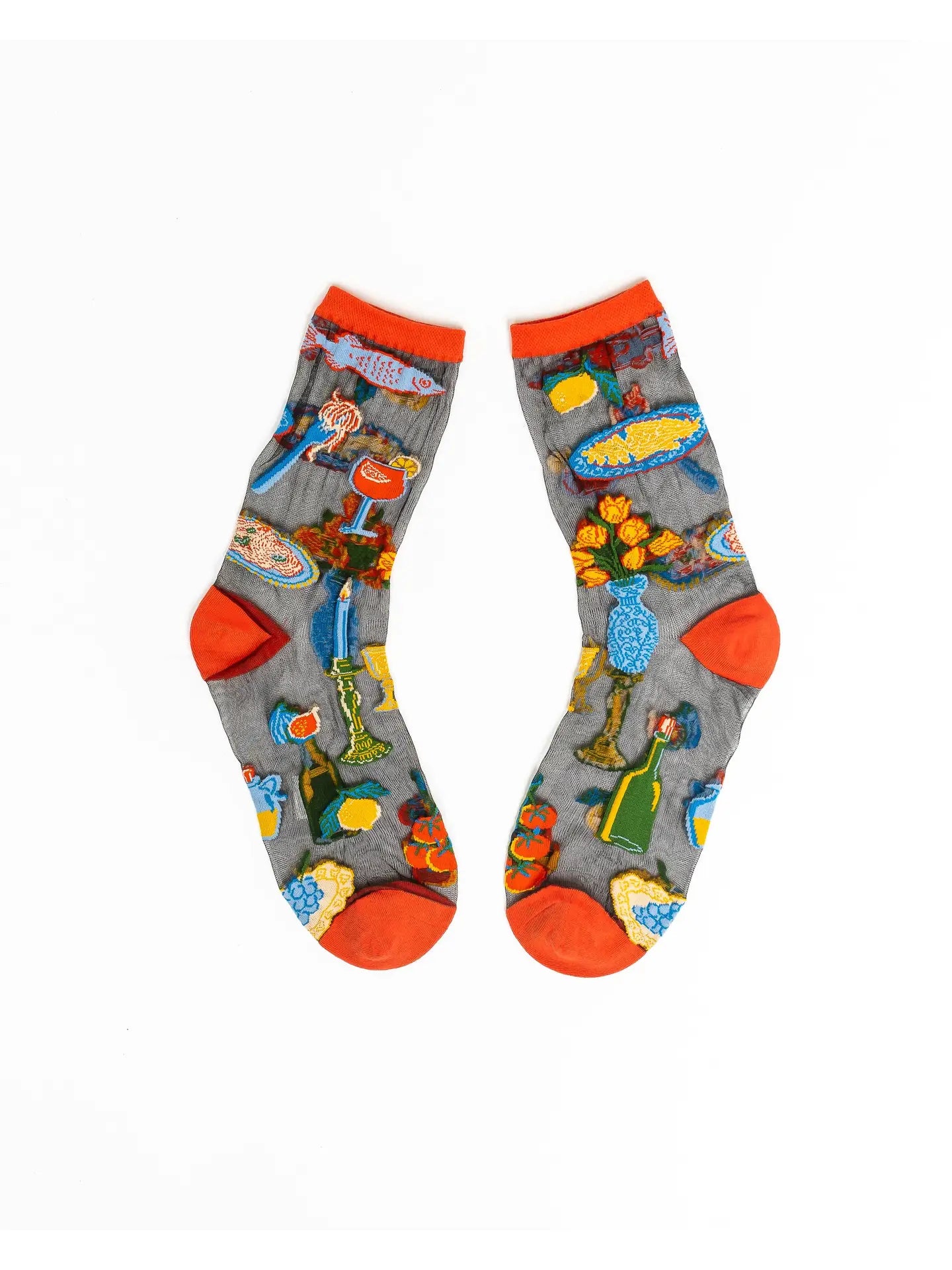 La Dolce Vita Black Sheer Crew Socks