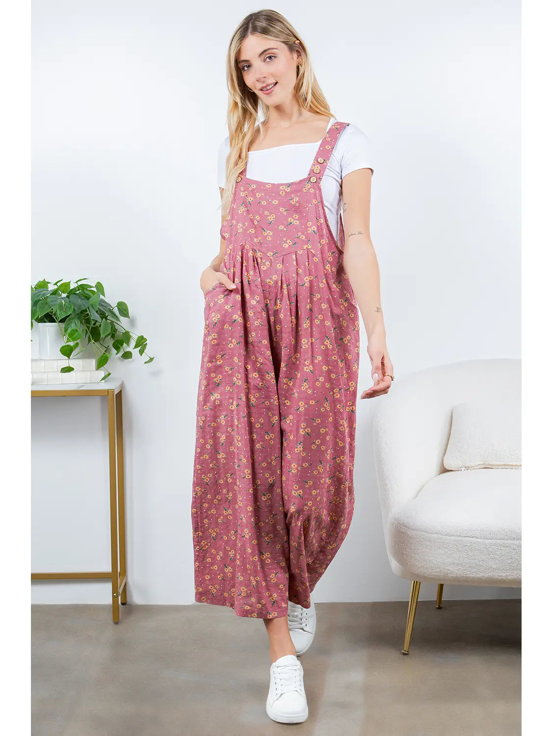 Mauve Floral Overalls