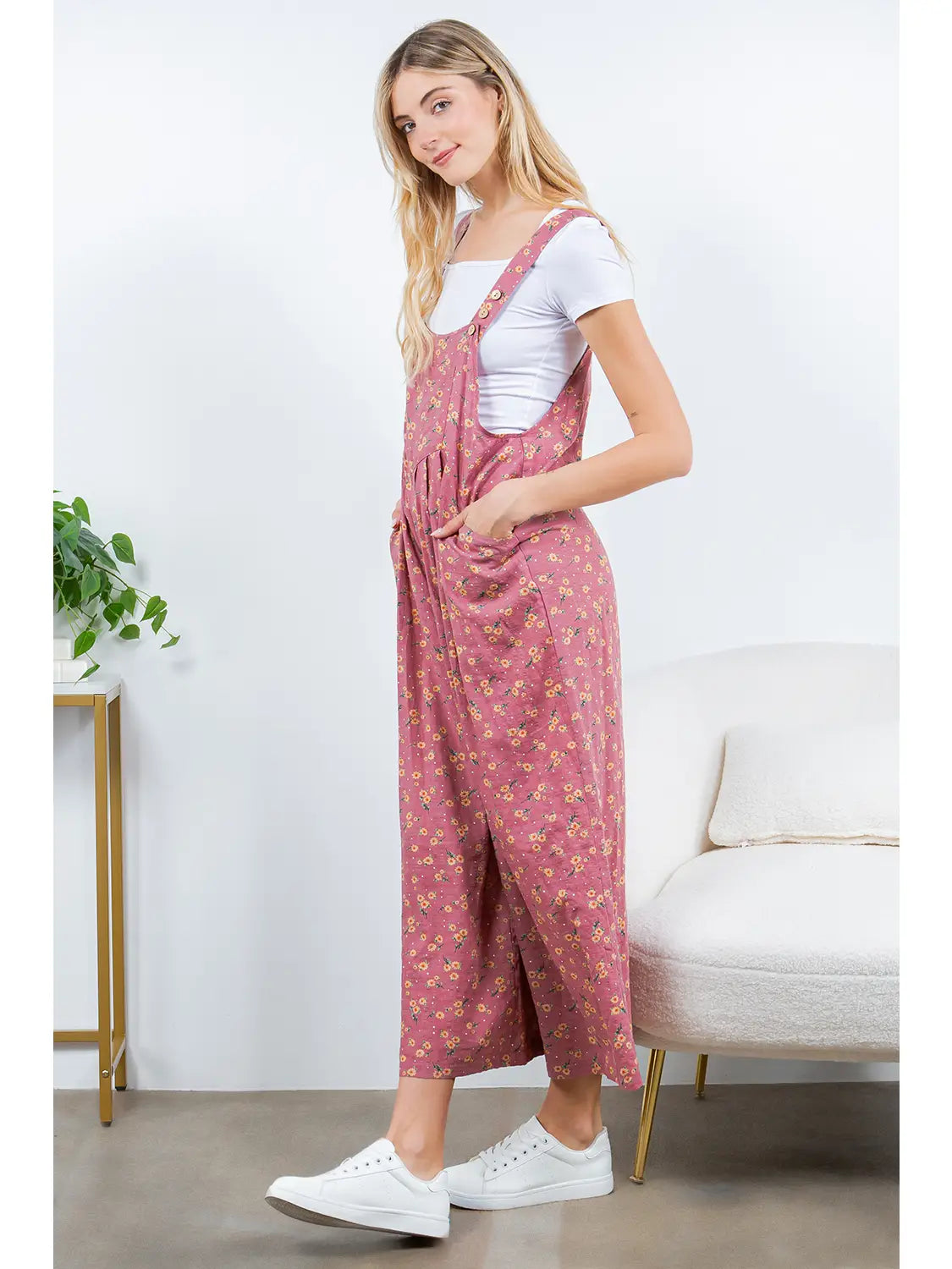 Mauve Floral Overalls