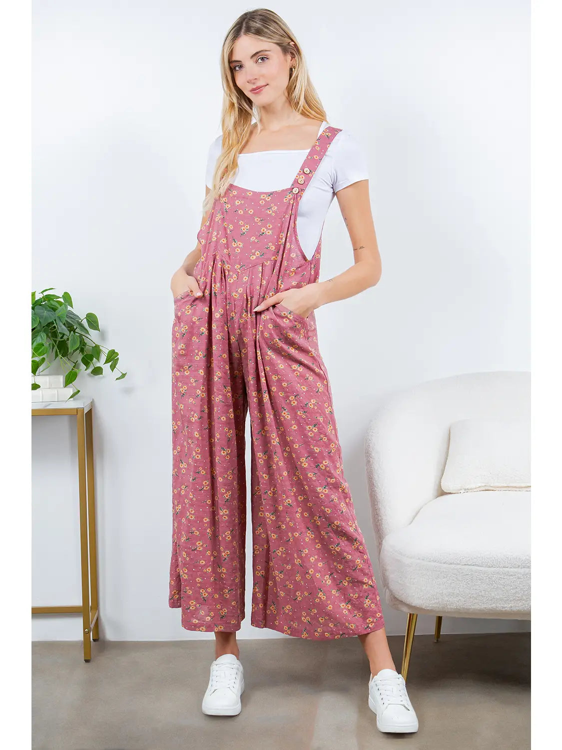 Mauve Floral Overalls