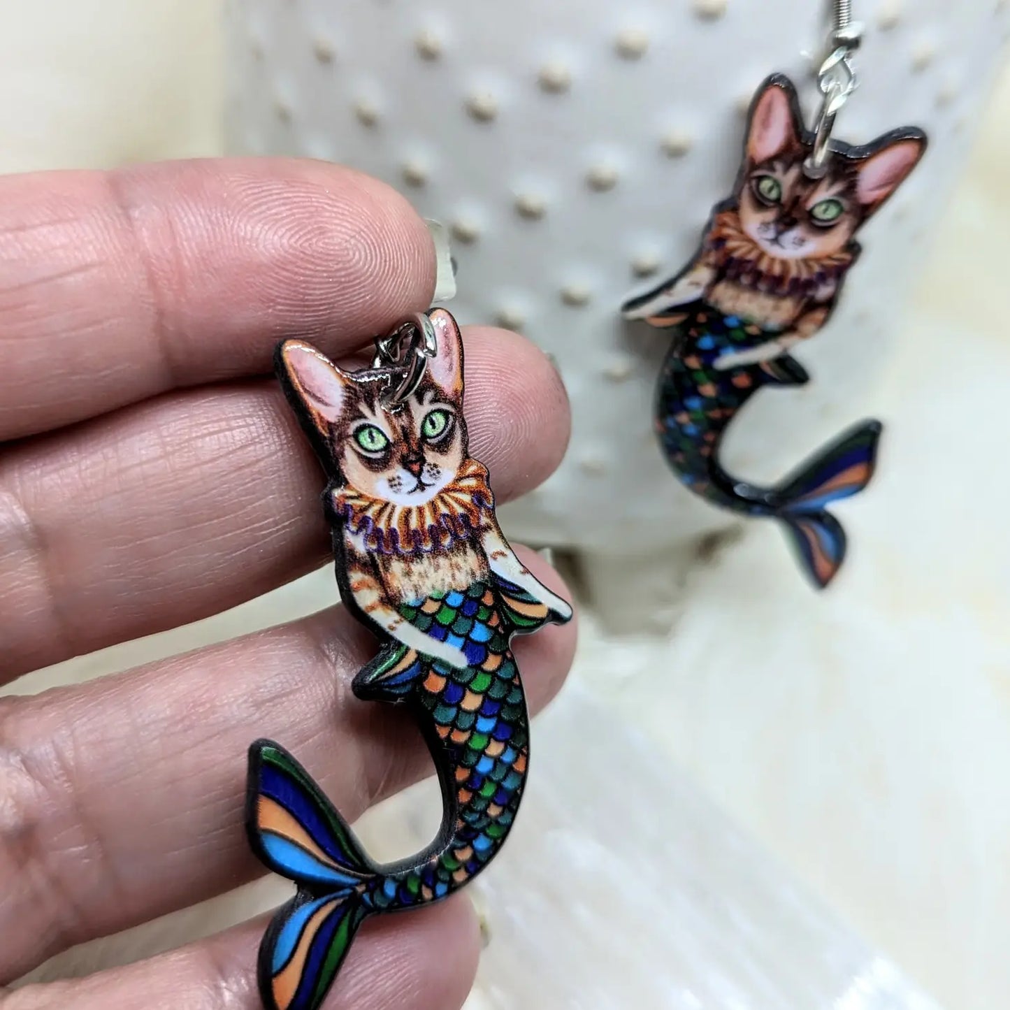 Mermaid Cat Earrings