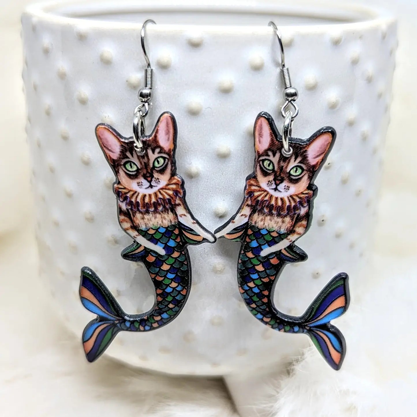 Mermaid Cat Earrings