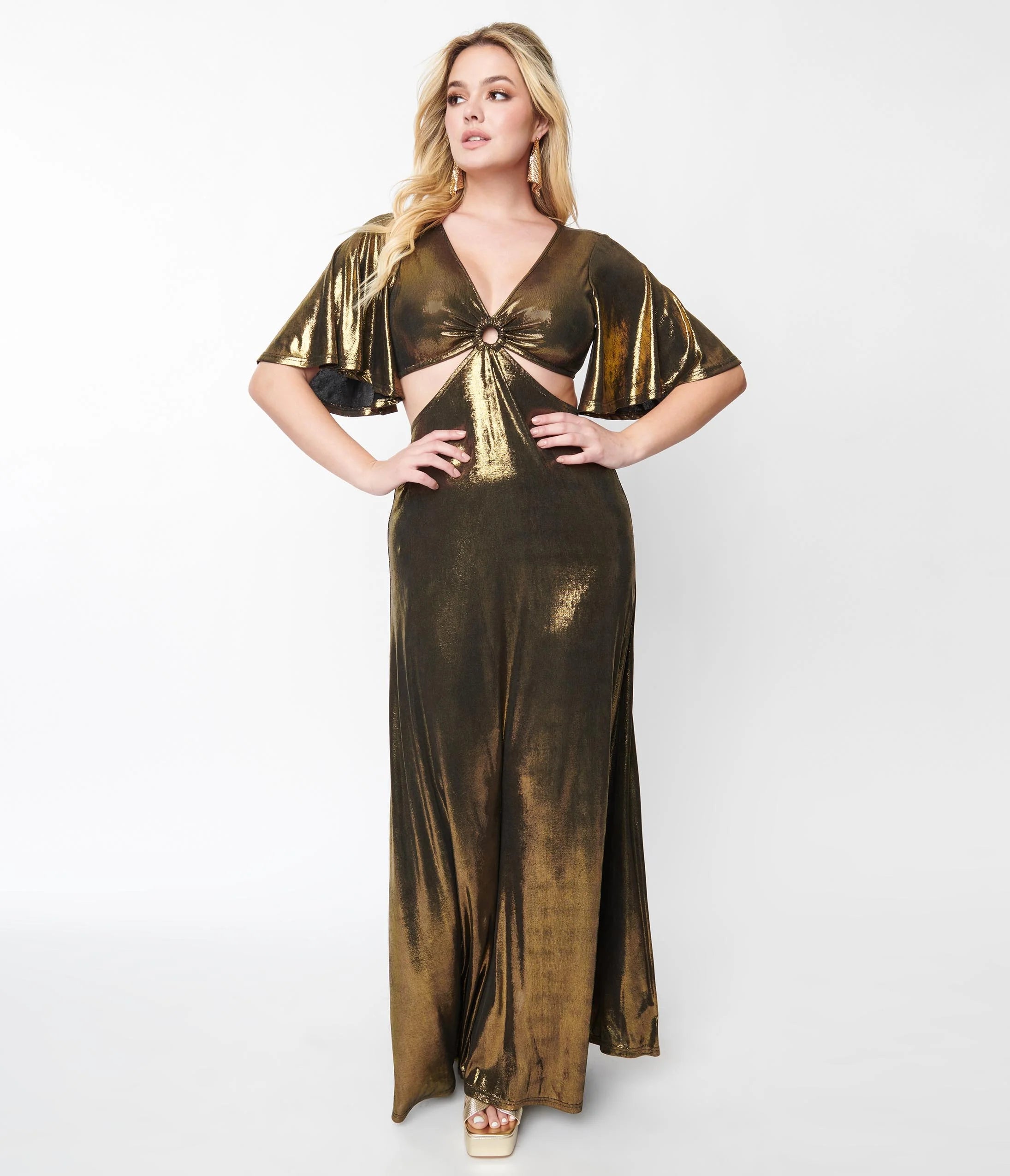 Vicki Metallic Maxi Dress in Gold