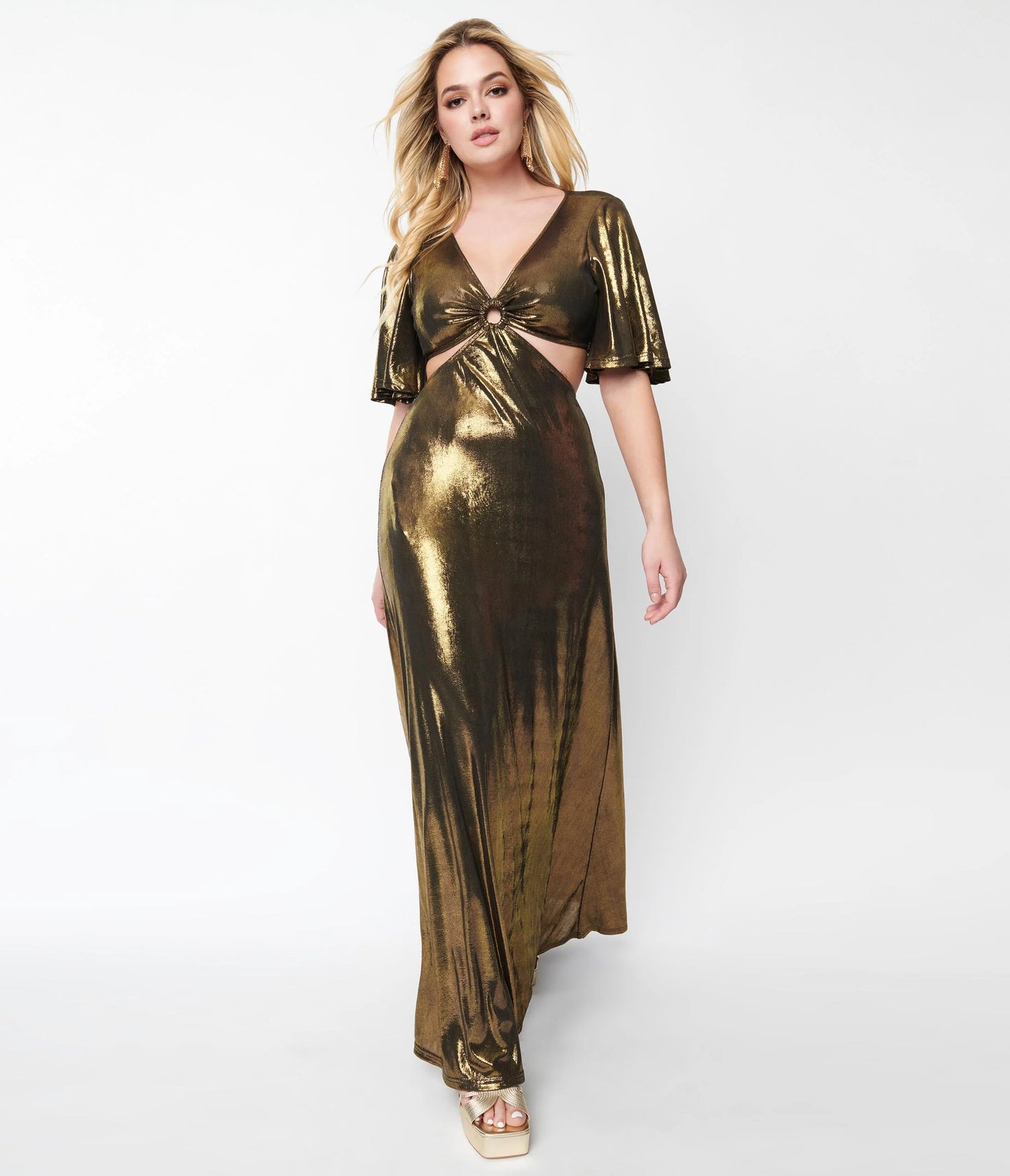 Metallic Gold Maxi Dress