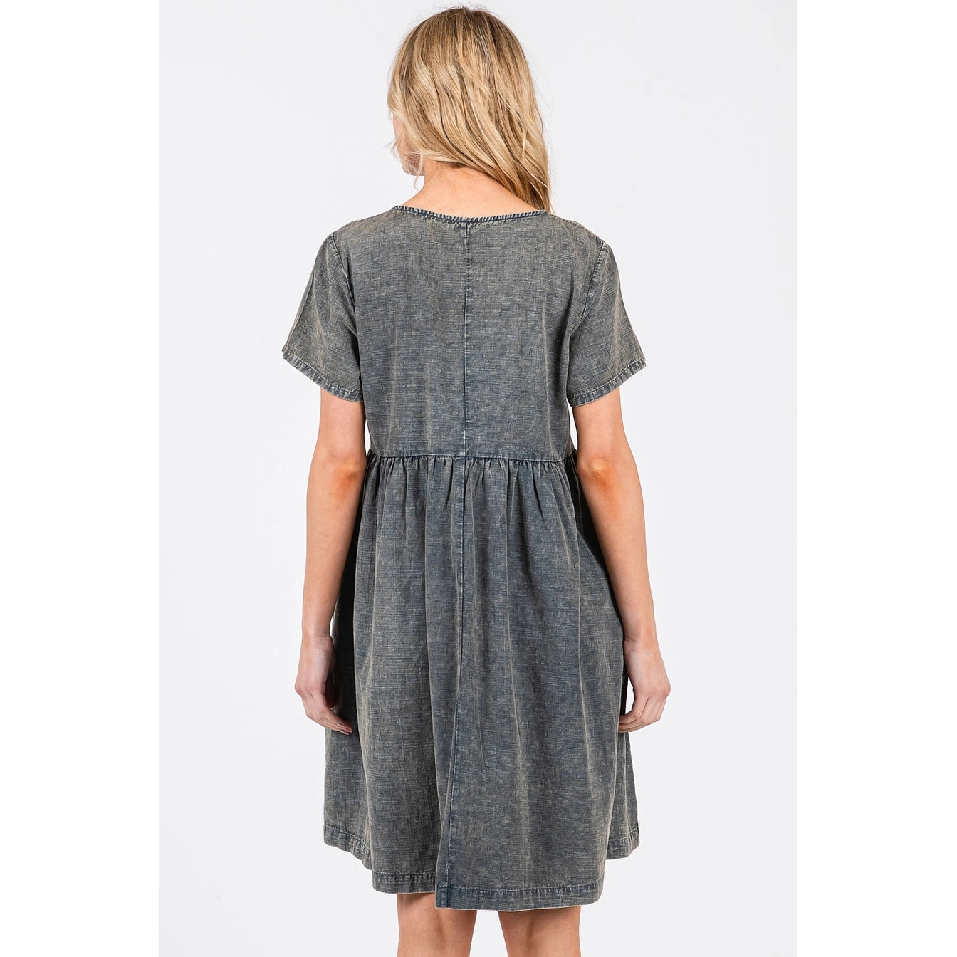 Midnight Mineral Wash Babydoll Dress