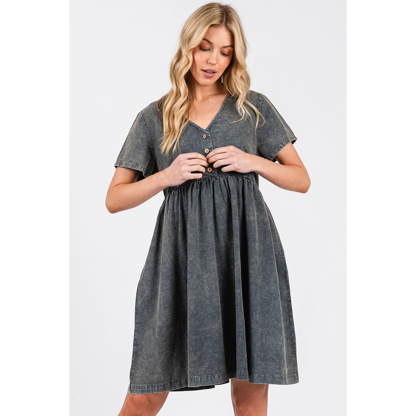 Midnight Mineral Wash Babydoll Dress