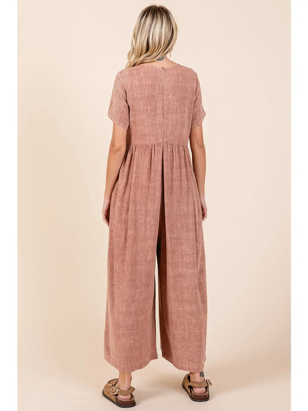 Ginger Mineral Wash Wideleg Jumpsuit