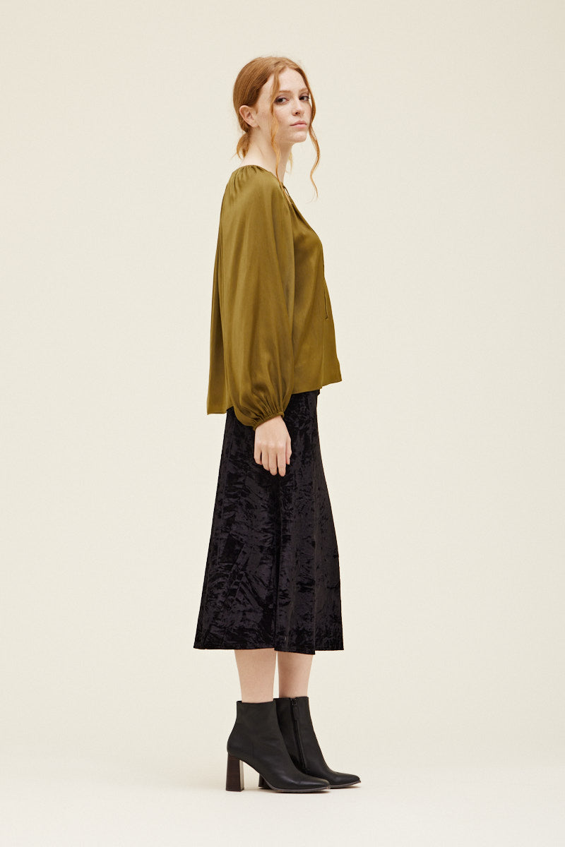 Moss Solid Satin Blouse