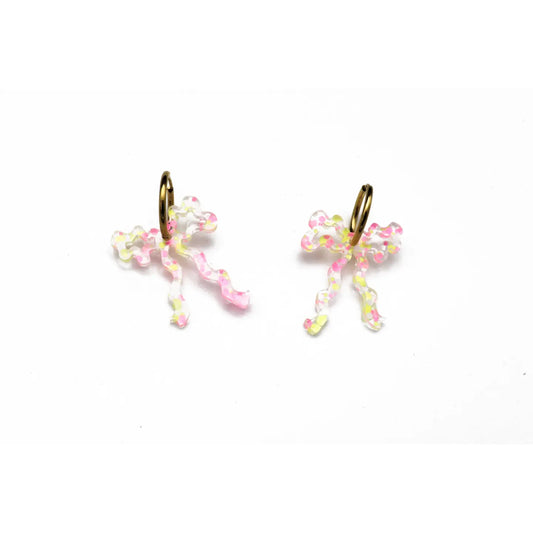 Neon Confetti Bow Hoop Earrings