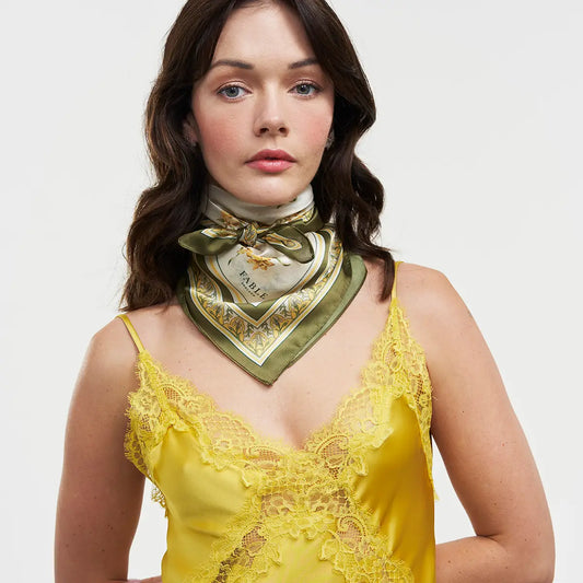 Nouveau Floral Yellow Square Scarf by Fable England