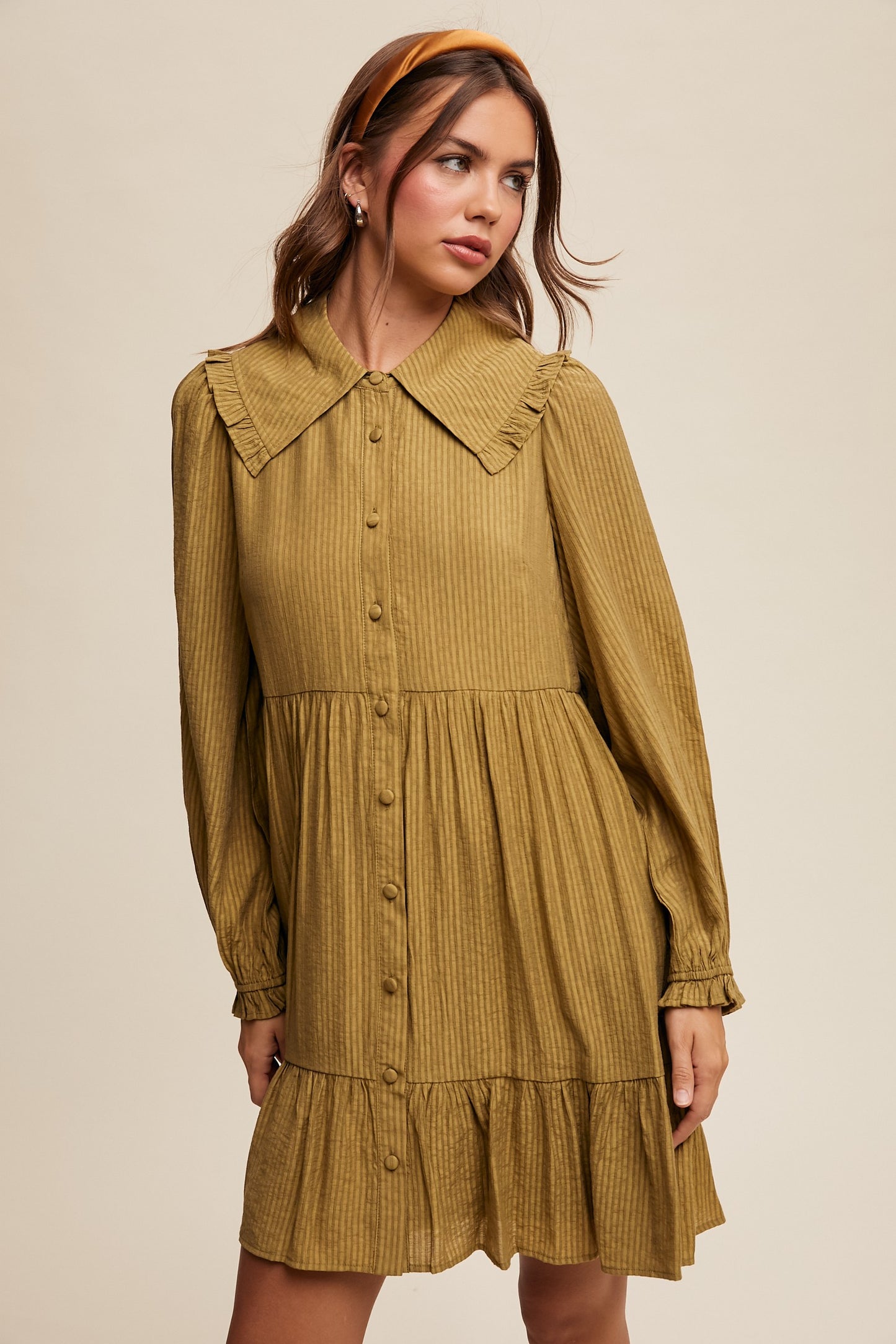 Olive Peterpan Collar Babydoll Dress