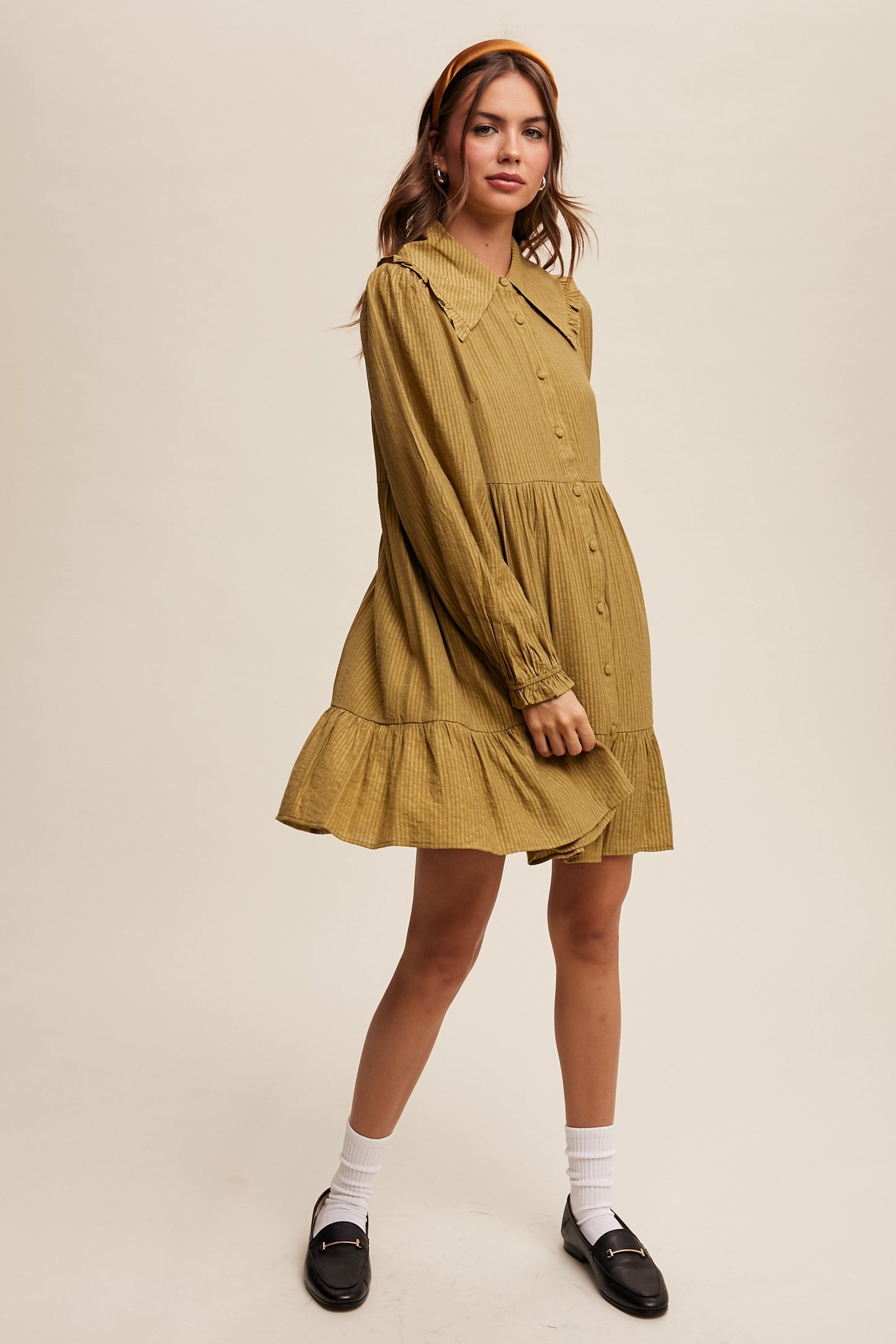 Olive Peterpan Collar Babydoll Dress