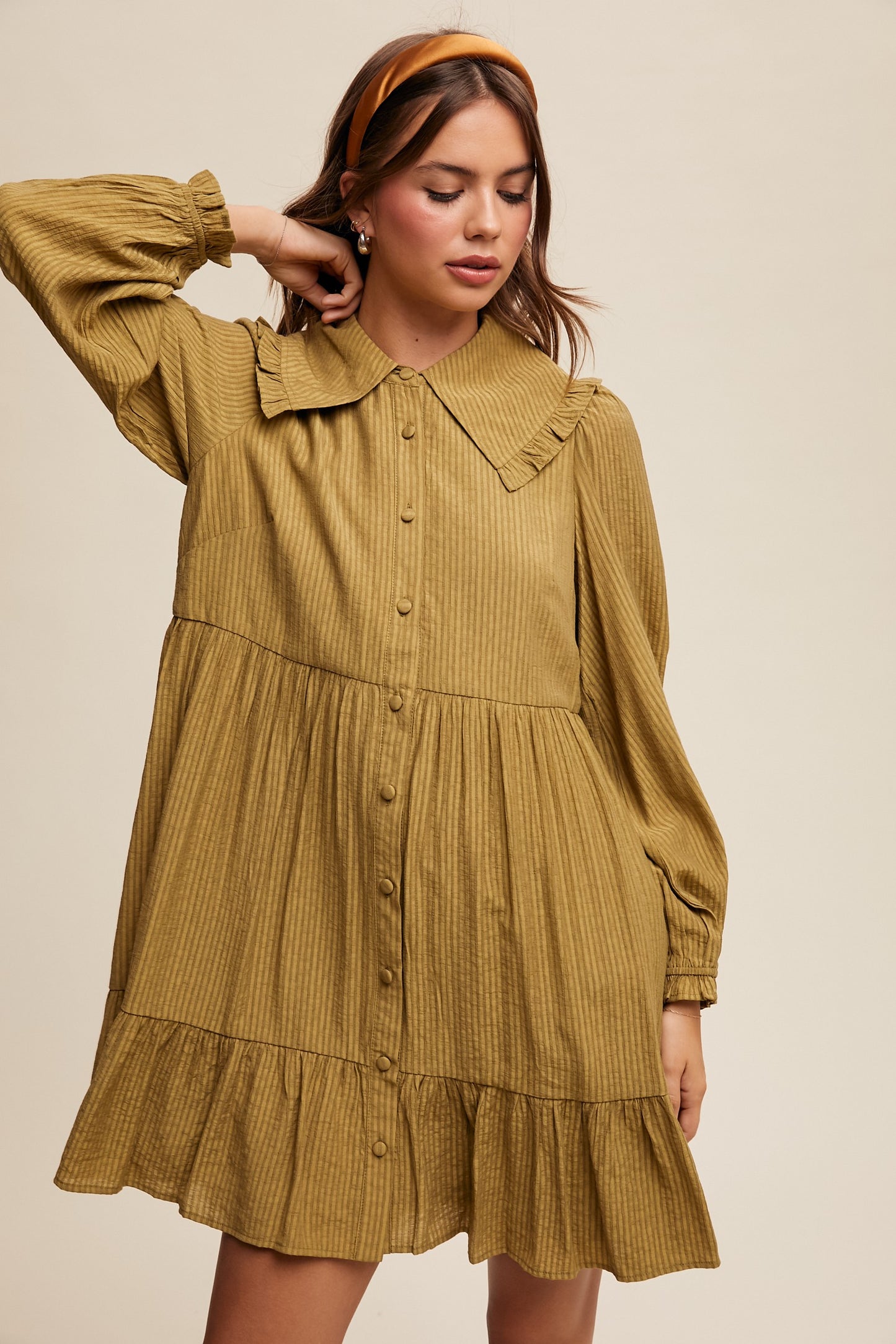 Olive Peterpan Collar Babydoll Dress