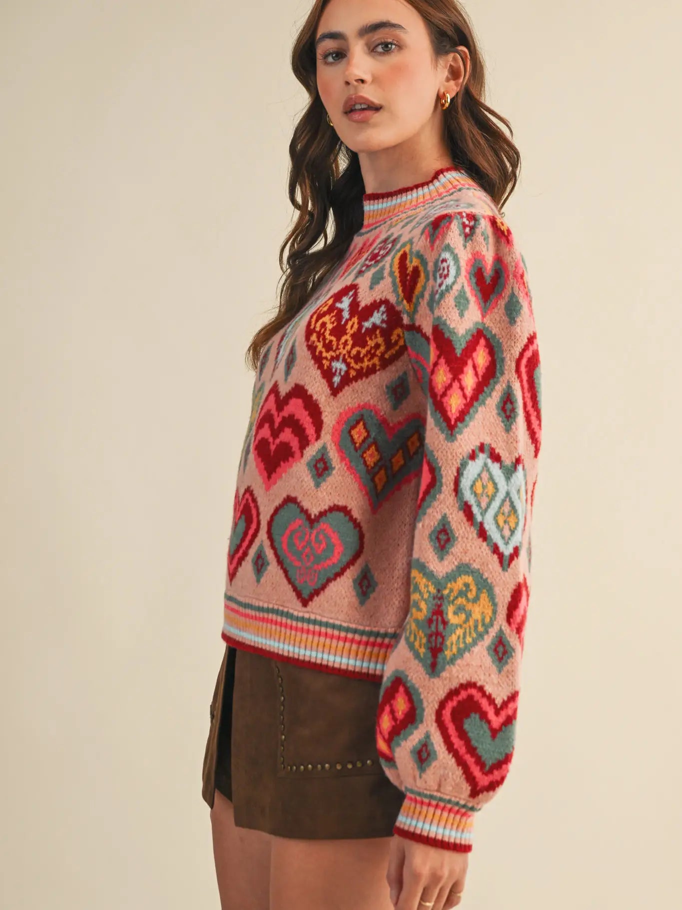 Pink Mix Heart Sweater