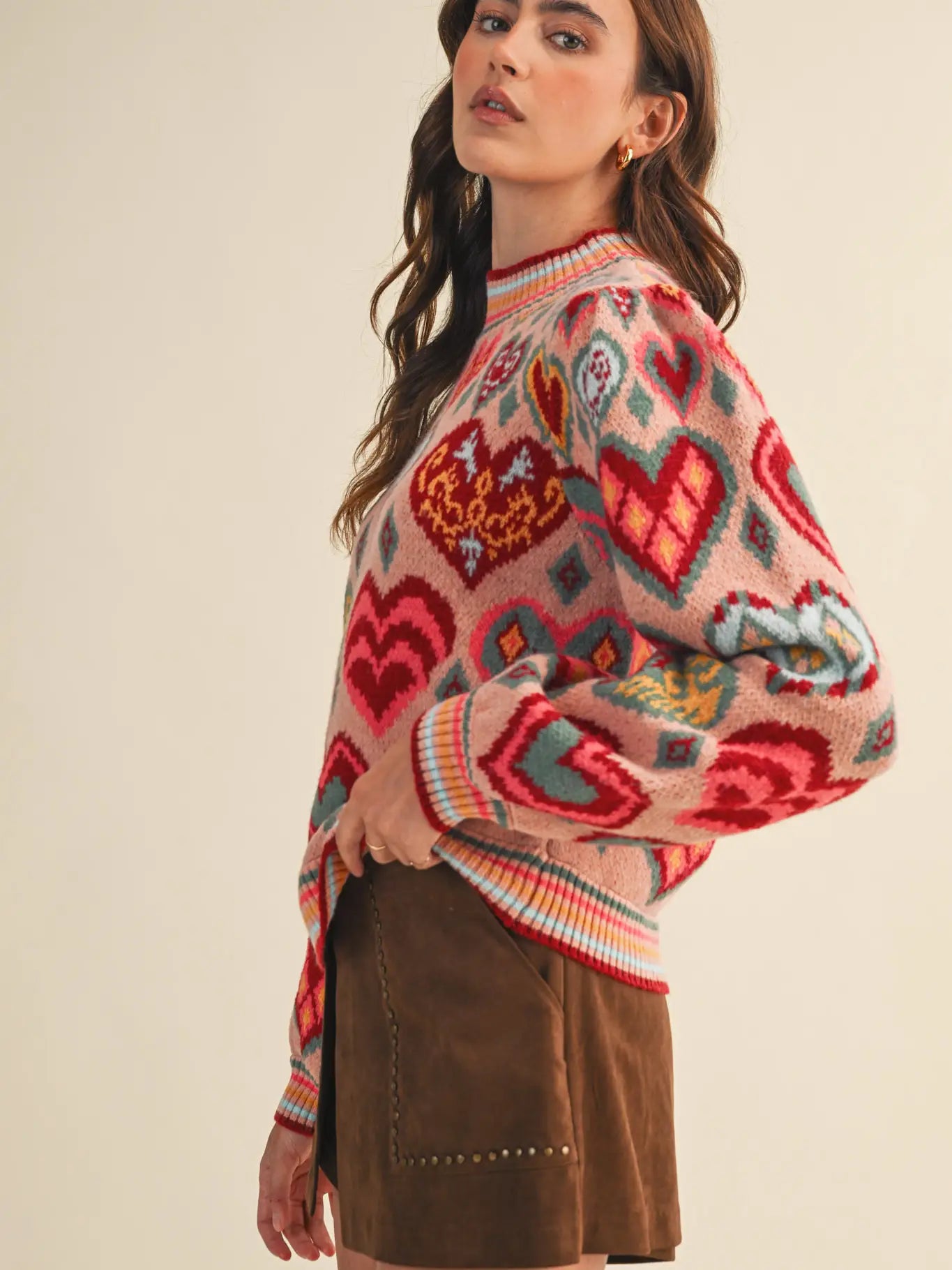 Pink Mix Heart Sweater