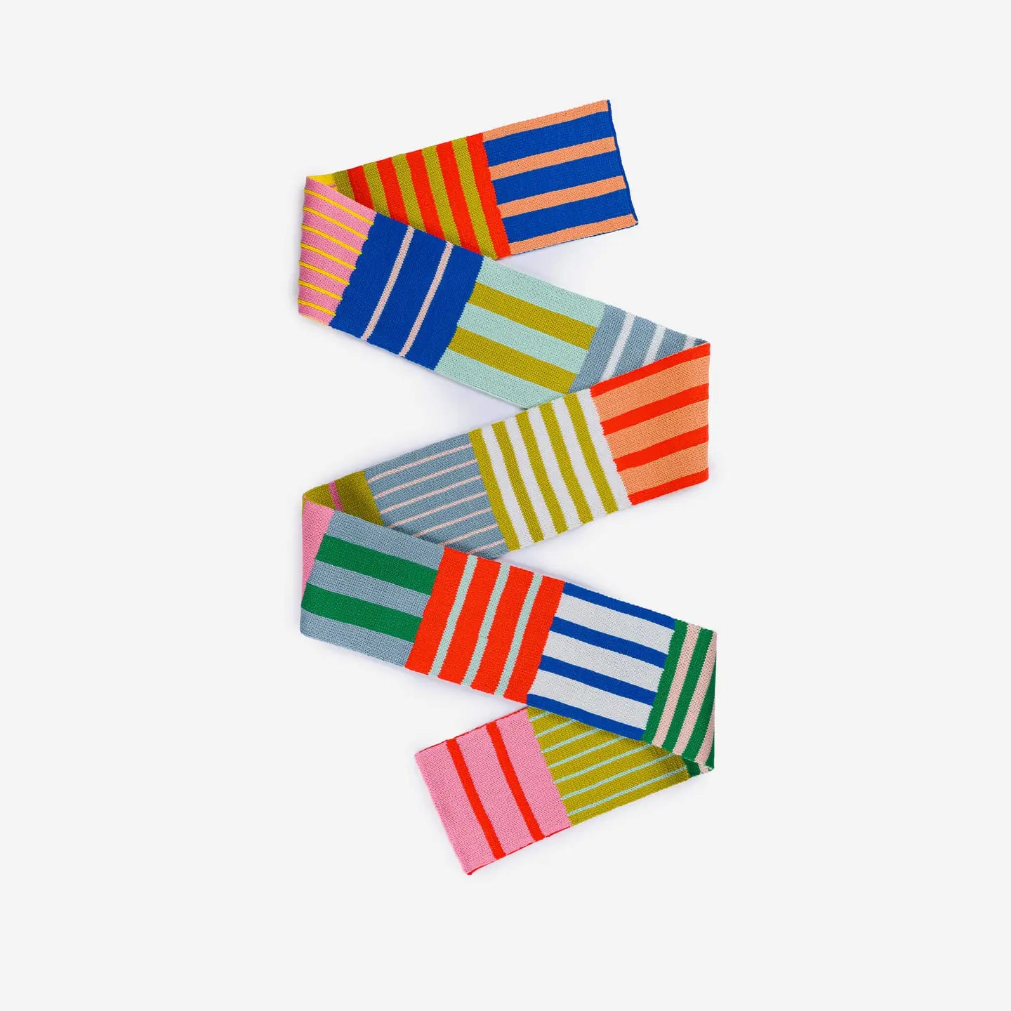 Rainbow Patchwork Stripe Skinny Scarf