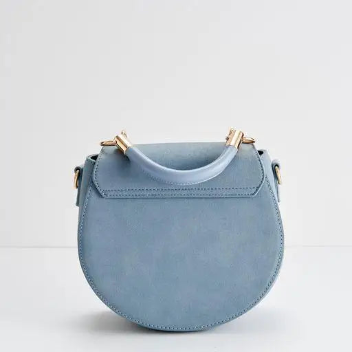 Rebecca Saddle Bag Embroidered Hedgehog Pale Blue