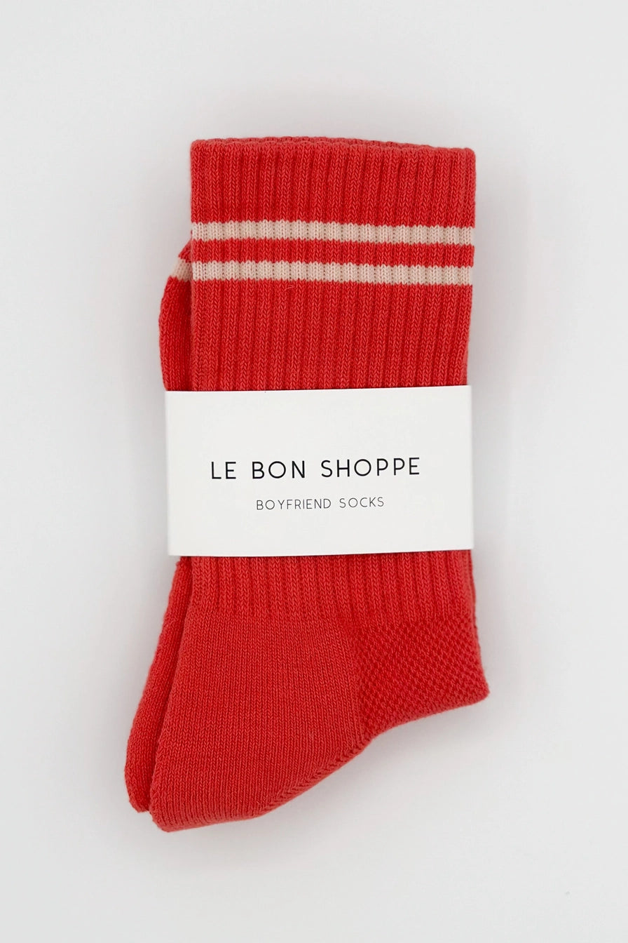 Red Boyfriend Socks by Le Bon Shoppe