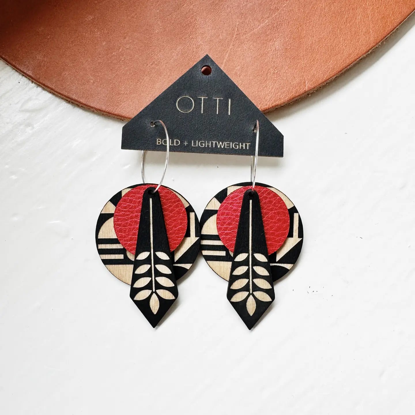 Red Danish Modern Earrings by Otti