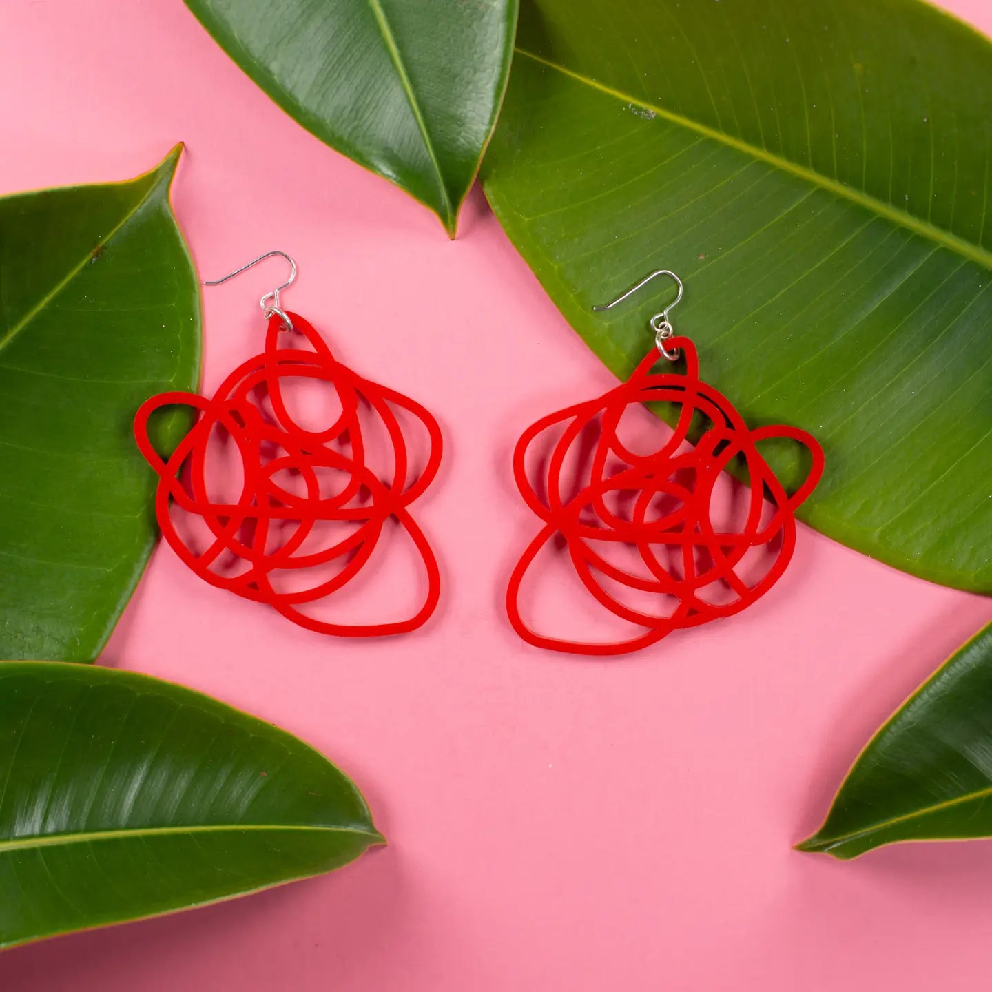 Red Statement Earrings - Grande