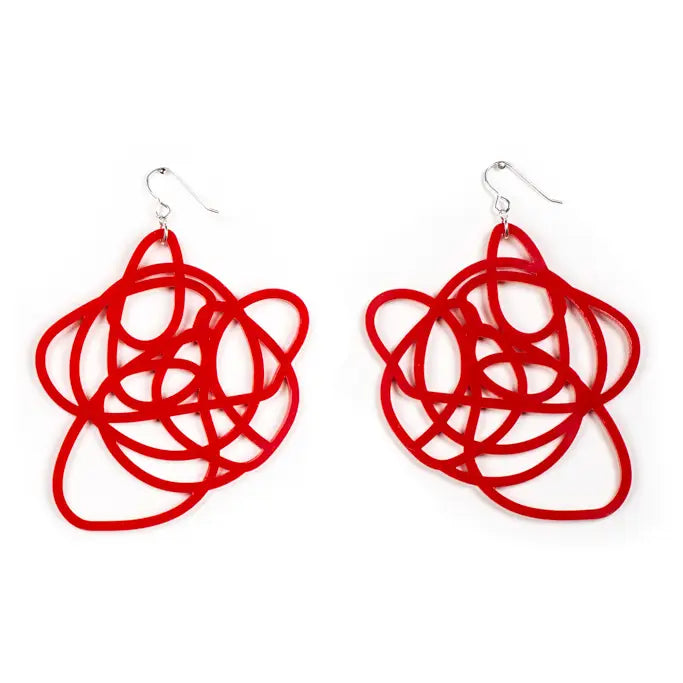Red Statement Earrings - Grande