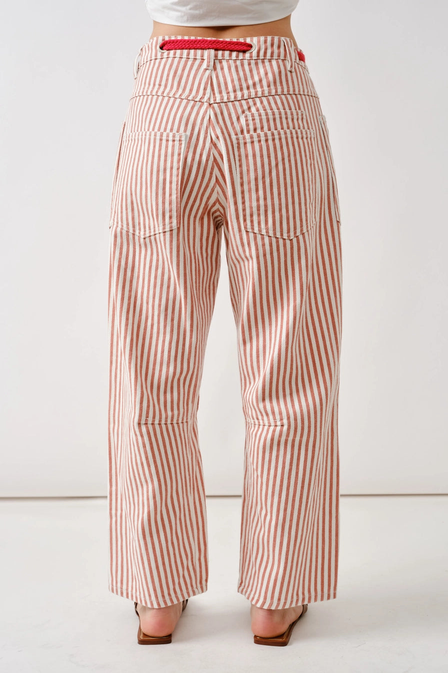 Rust Barrel Pants with Eyelet Waist