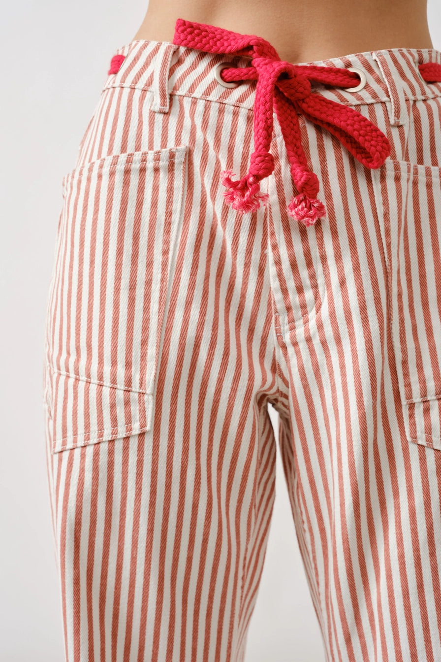 Rust Barrel Pants with Eyelet Waist