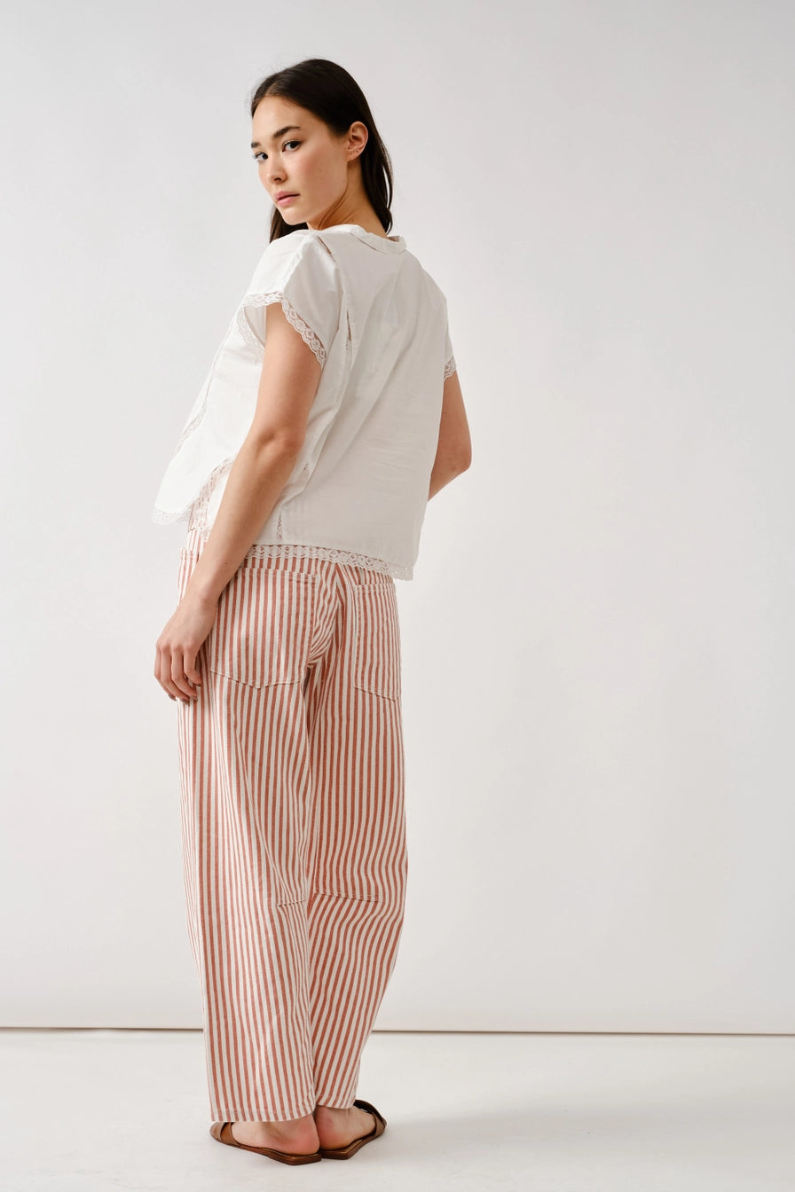 Rust Barrel Pants with Eyelet Waist