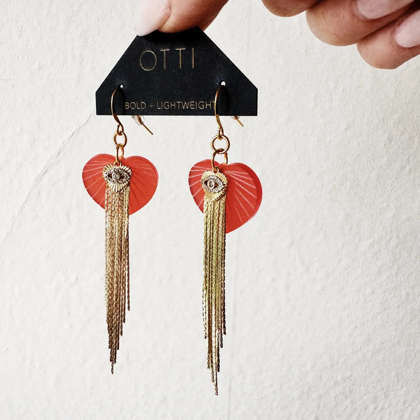 Sacred Heart + Evil Eye Fringe Earrings by Otti