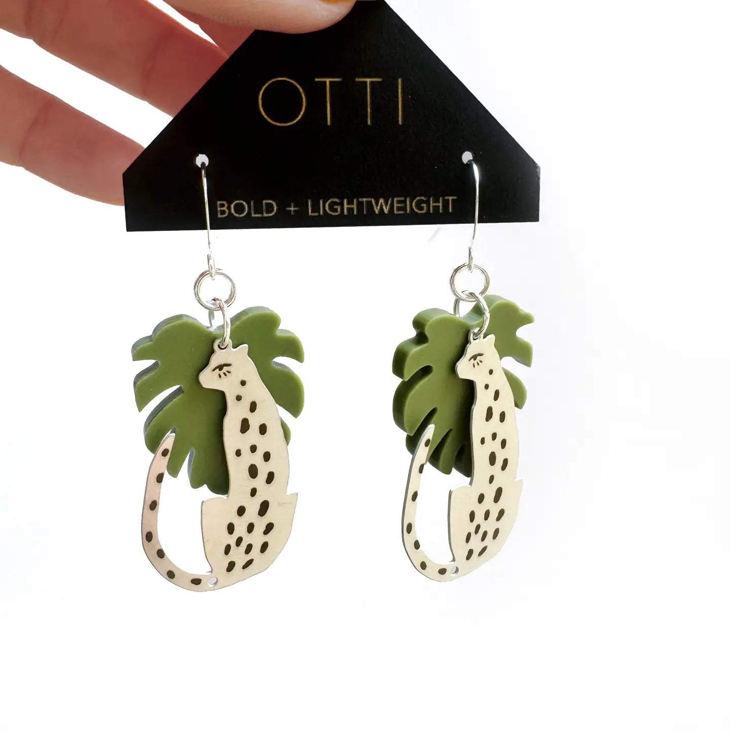 Silver 2-Layer Leopard Earrings by Otti