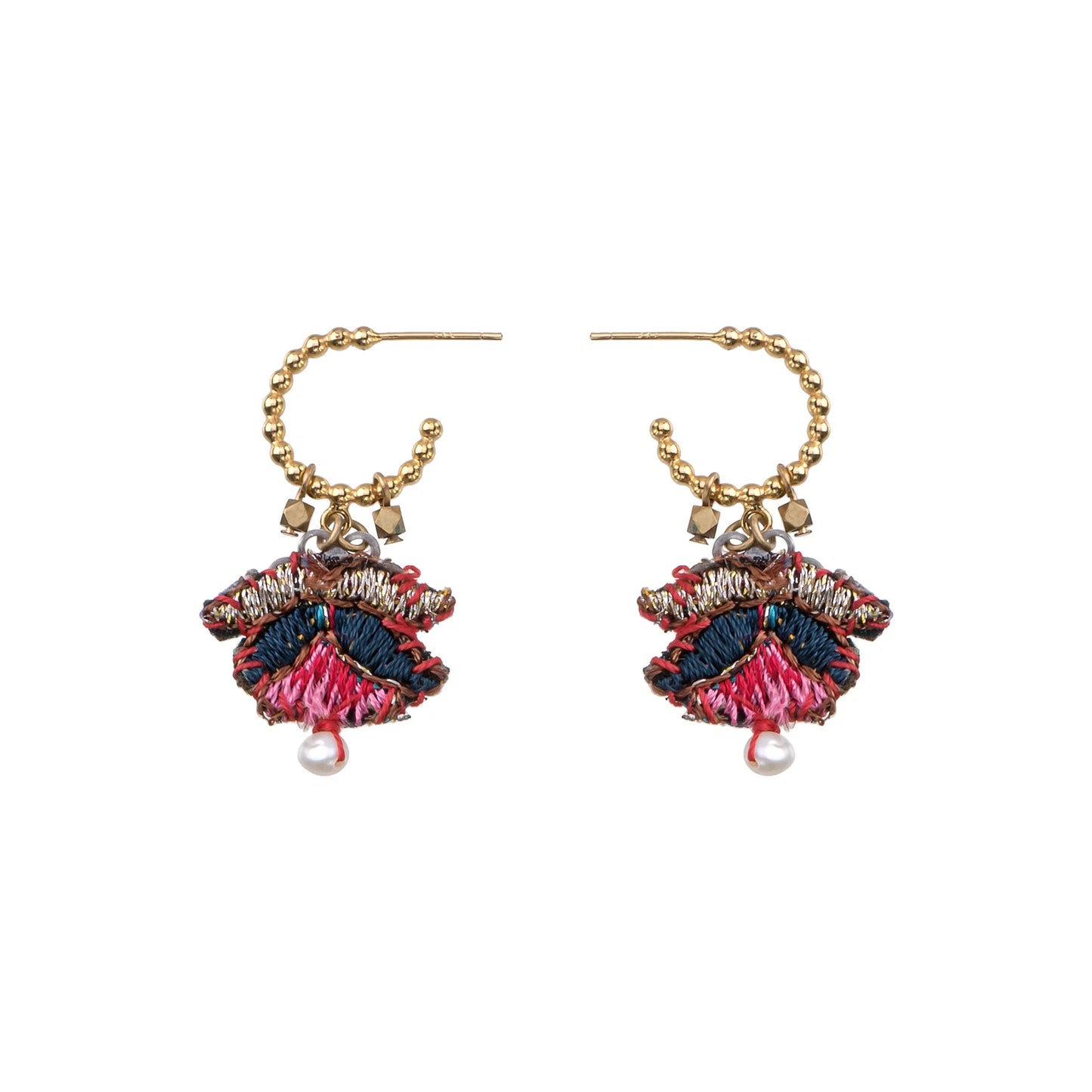 Zara Small Hoop Earrings Embroidered Garden