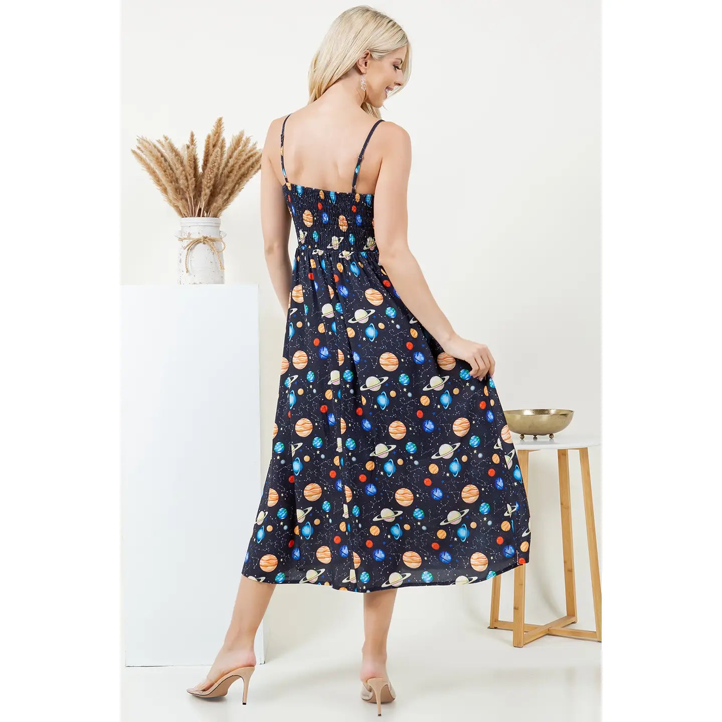 Solar System Print Cami Midi Dress
