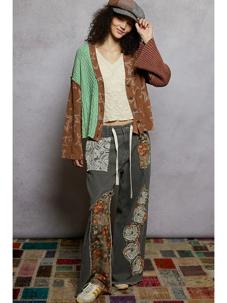Star Pattern Patch Cardigan