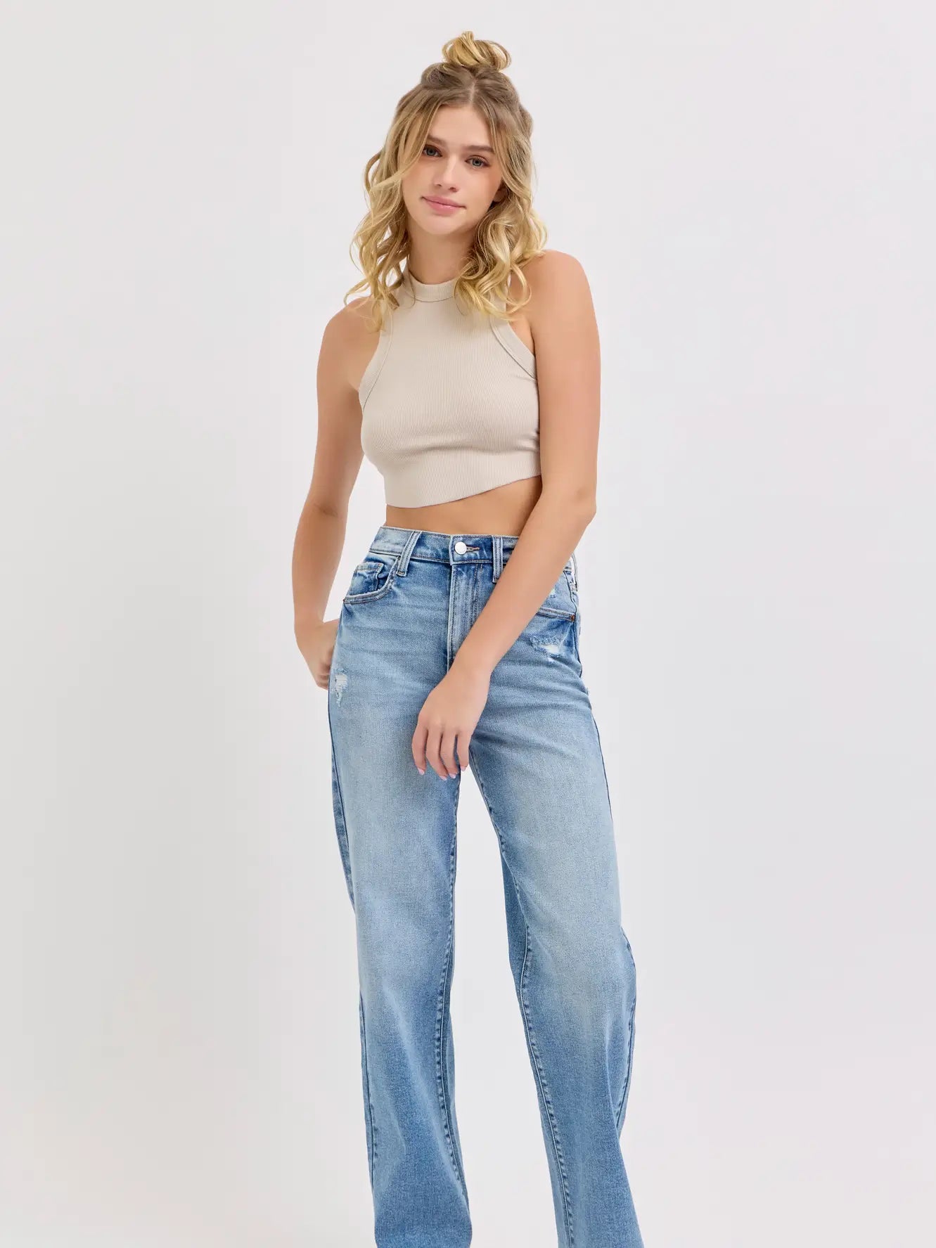 Super High Rise Dad Jean Medium Wash