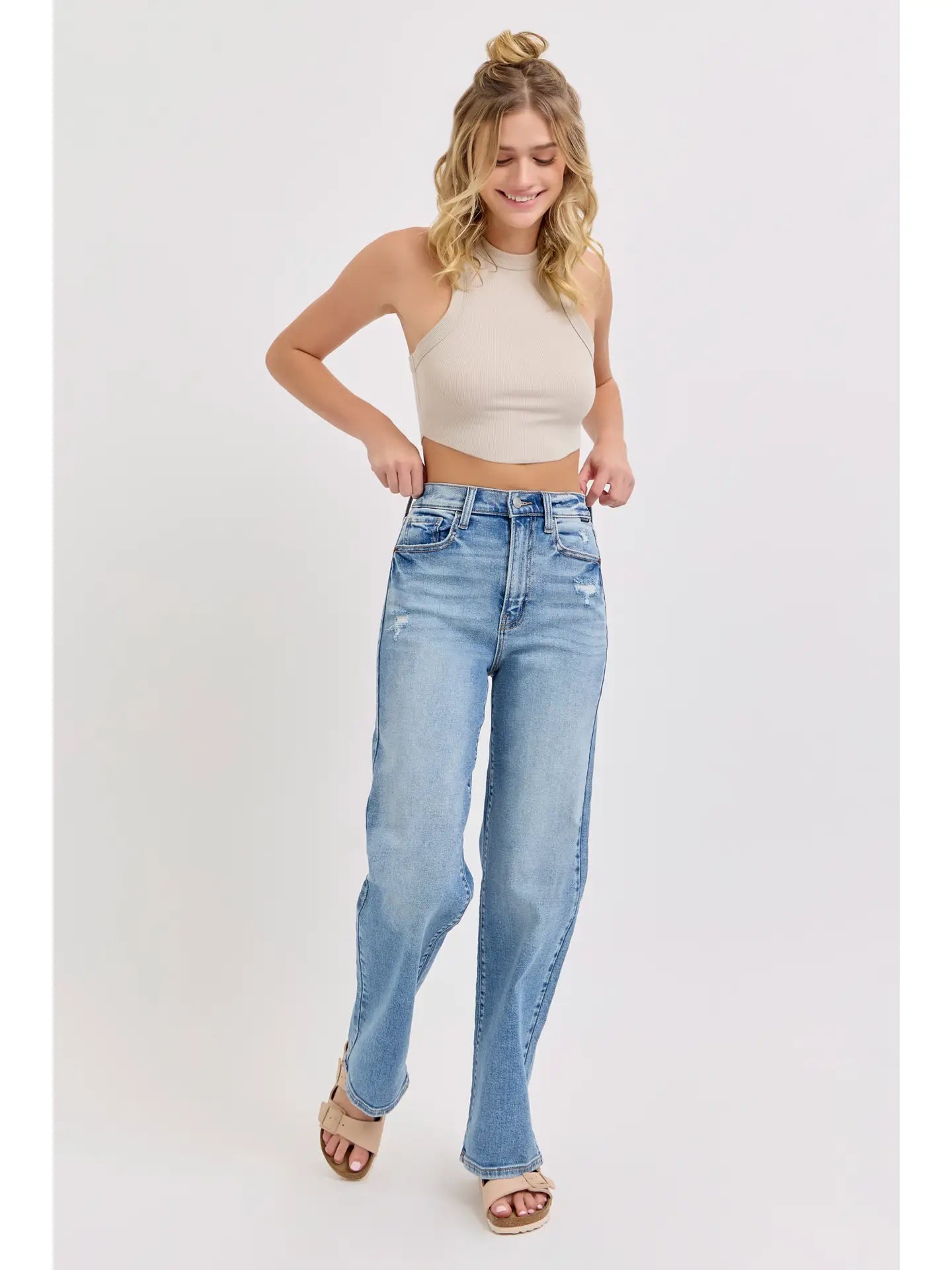 Super High Rise Dad Jean Medium Wash