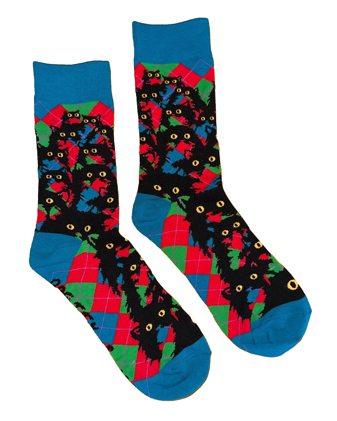 Teal Argyle Kitty Socks