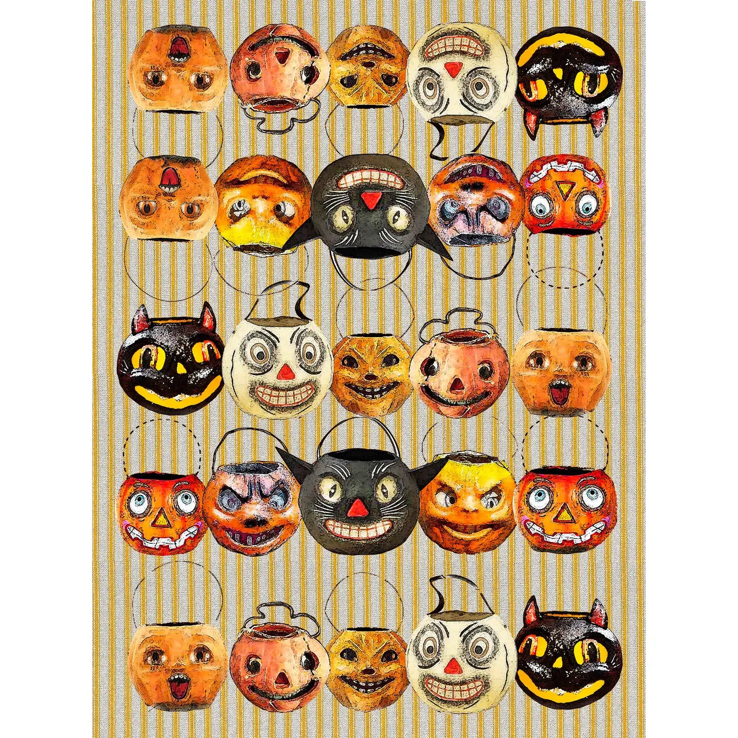 Ticking Stripe Halloween Bucket Flour Sack Kitchen Towel