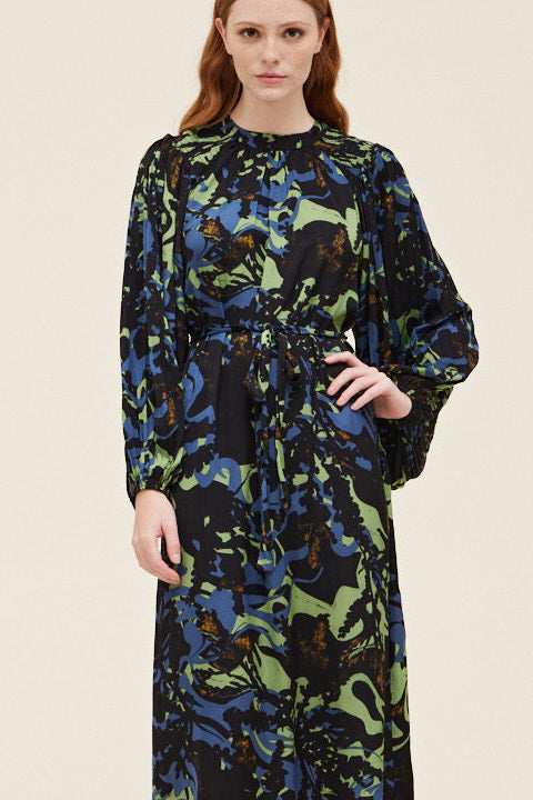 Under Water Pleated Midi Dress
