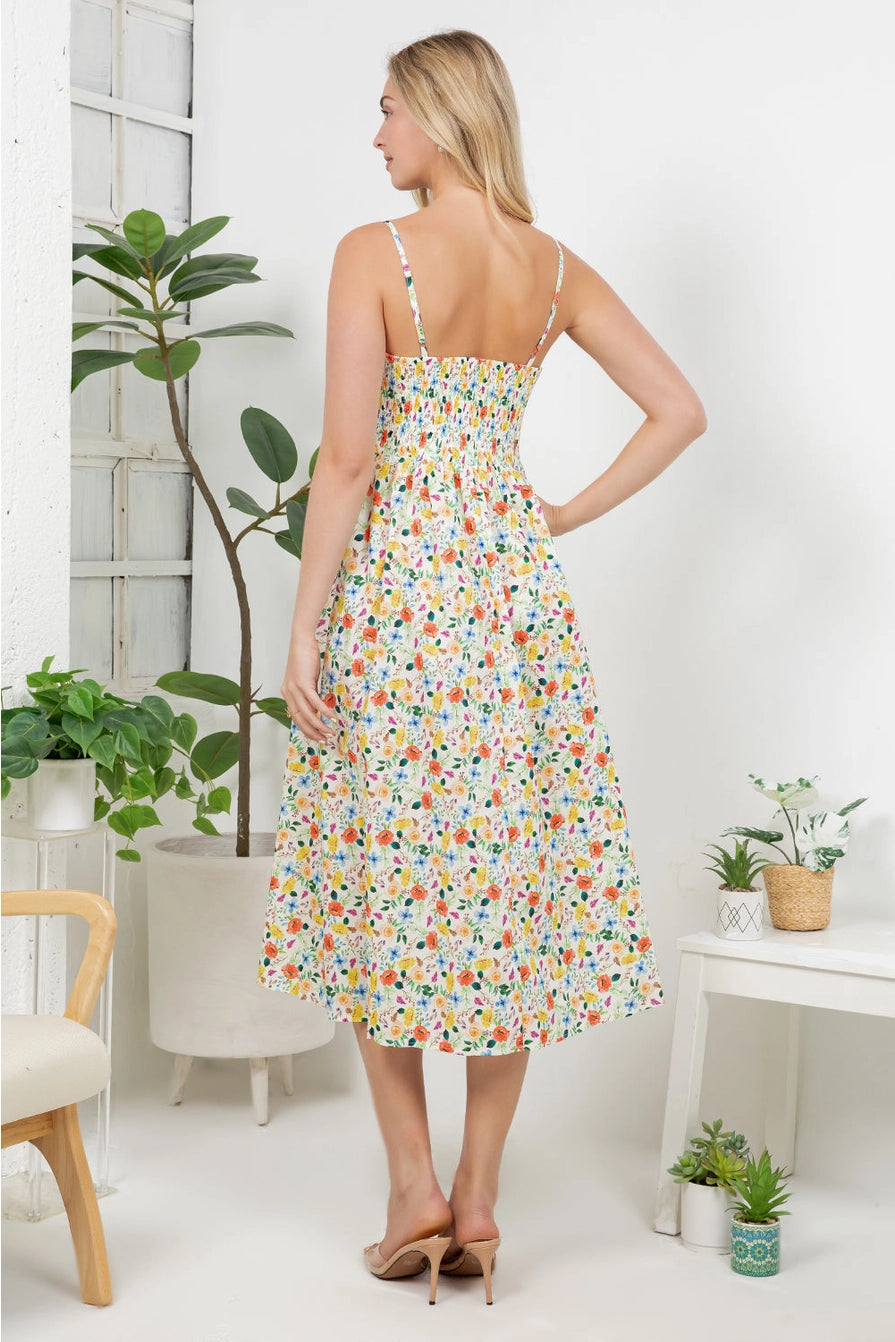 Watercolor Floral Print Cami Dress