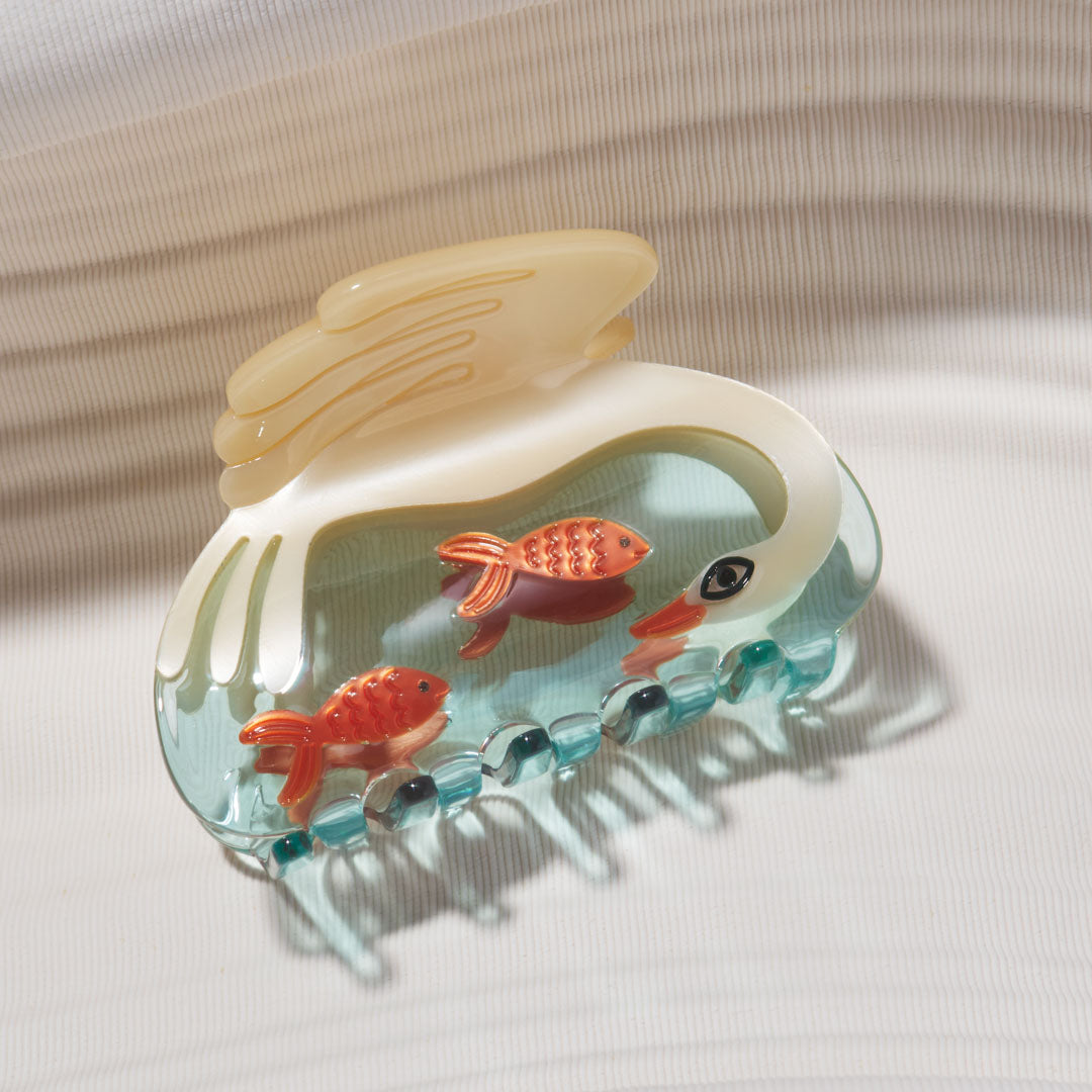 Swan Hair Claw in Crystal Clear Blue