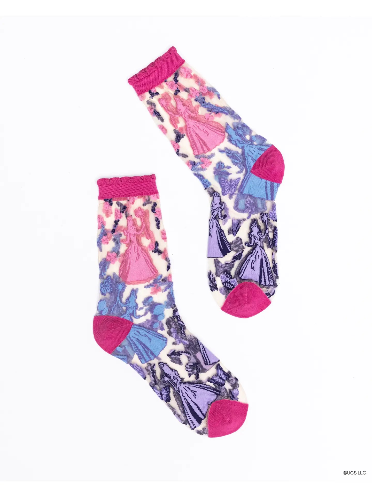 Wicked Glinda Silhouette Ruffle Sheer Crew Socks