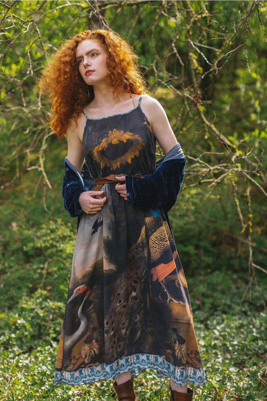 Wild Beauty Peacok Bamboo Slip Dress