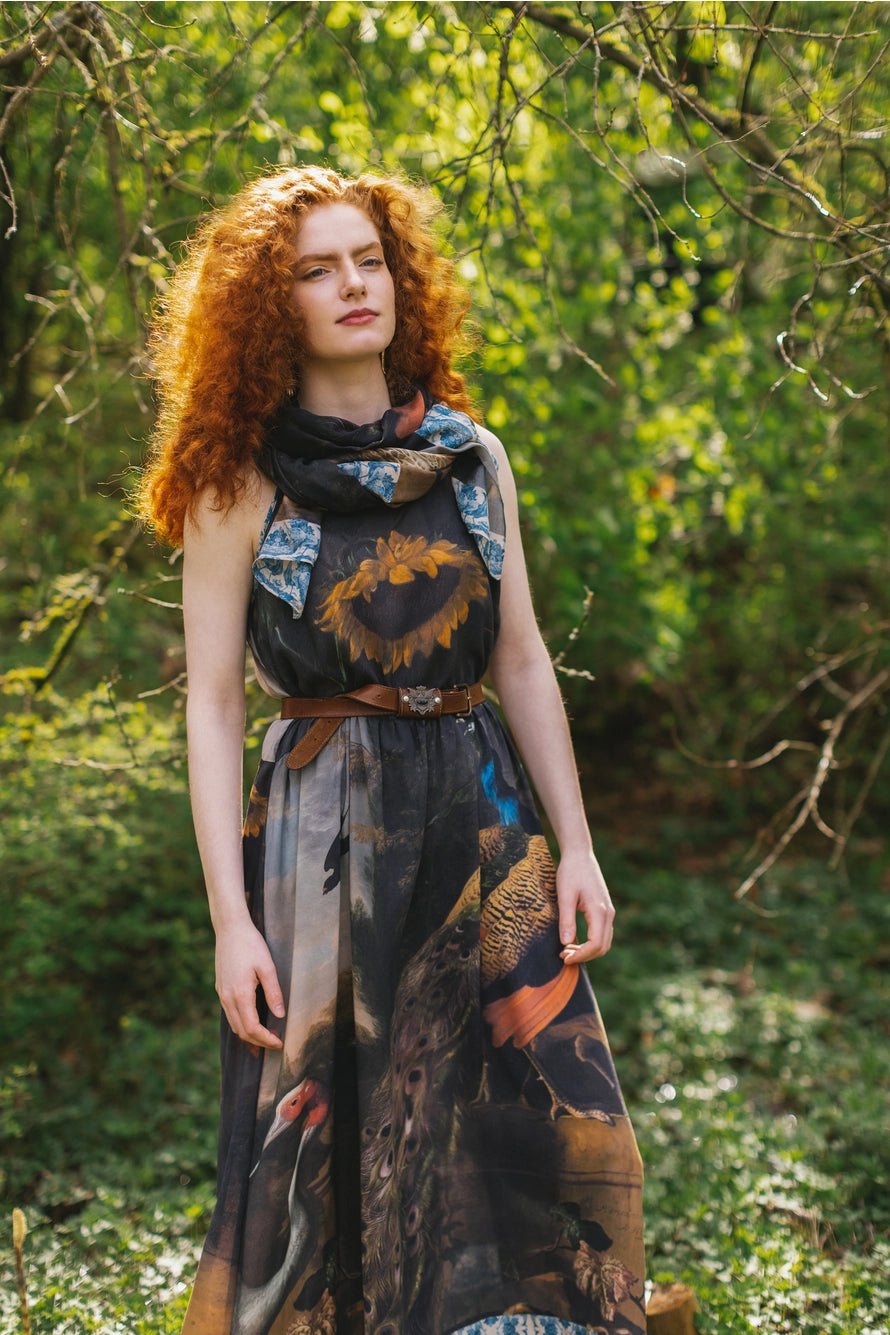Wild Beauty Peacok Bamboo Slip Dress