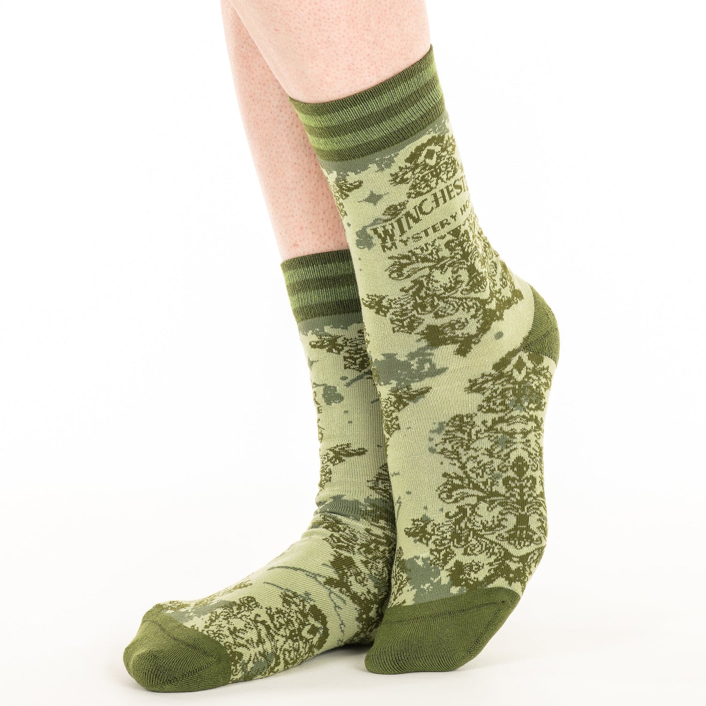 Winchester Mystery House® Ghoulish Green Damask Crew Sock