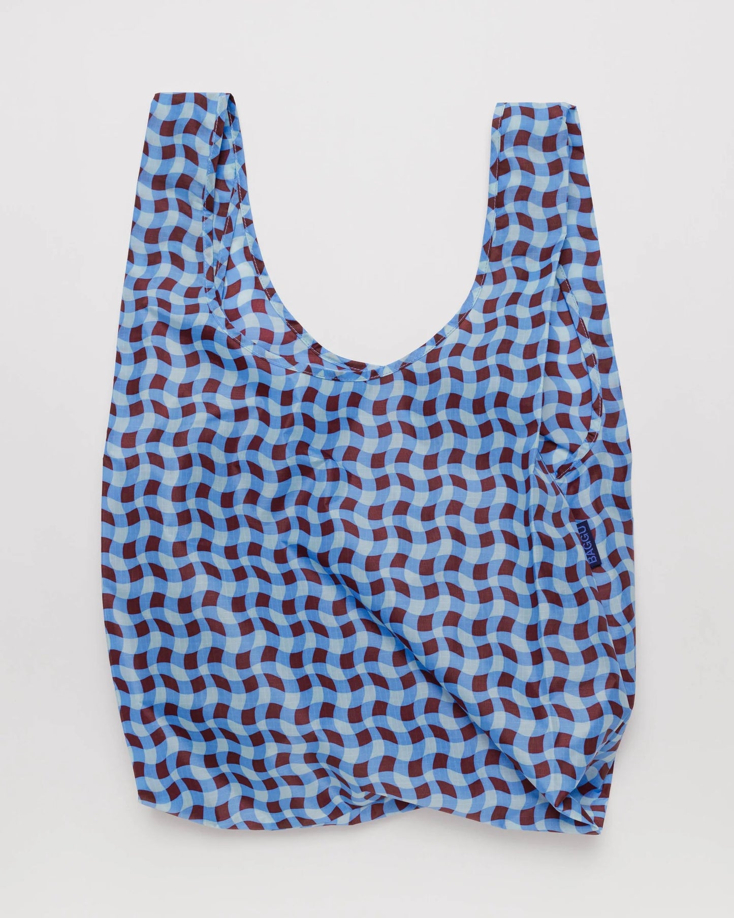 Wavy Gingham Blue Standard Baggu