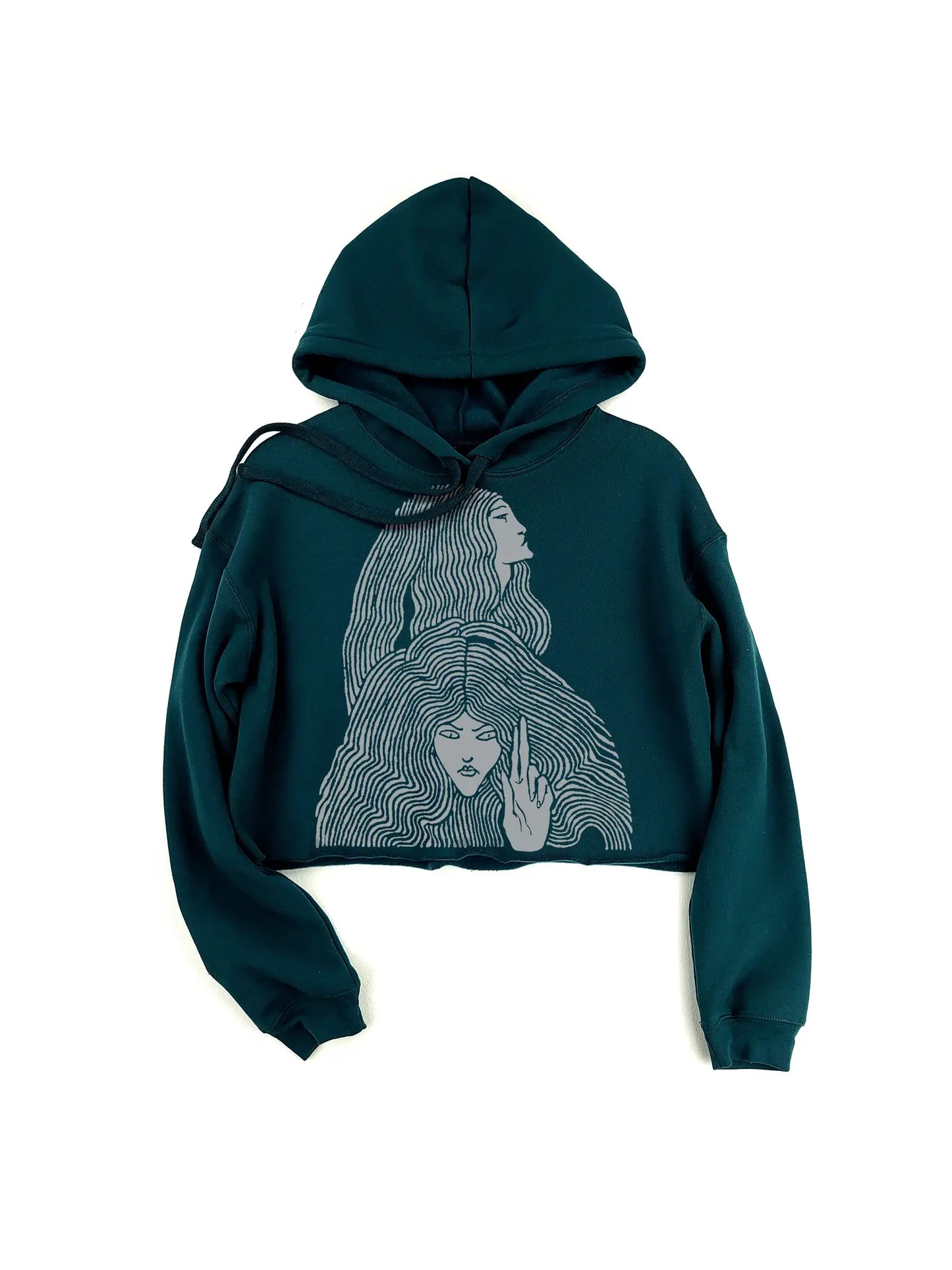 Witches Dark Teal Crop Hoodie