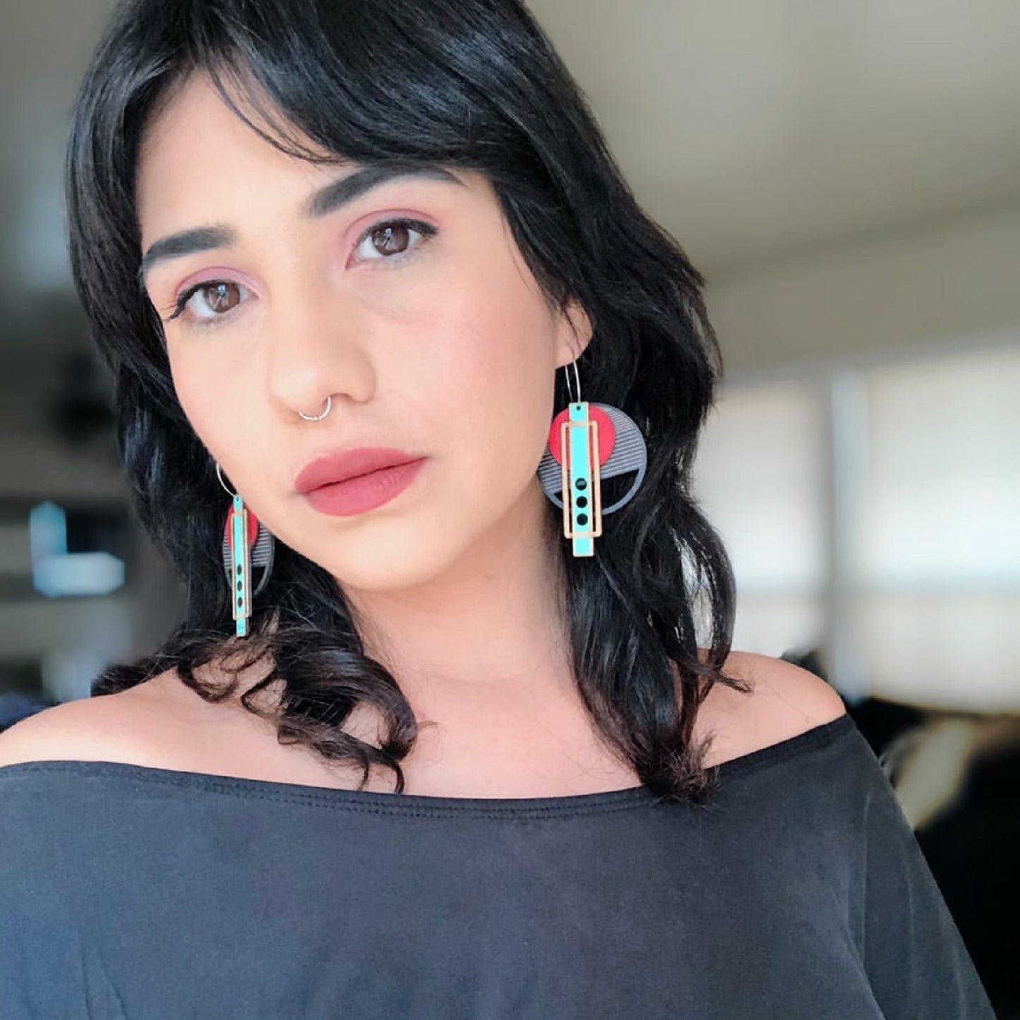 Red and Black Wright Earring