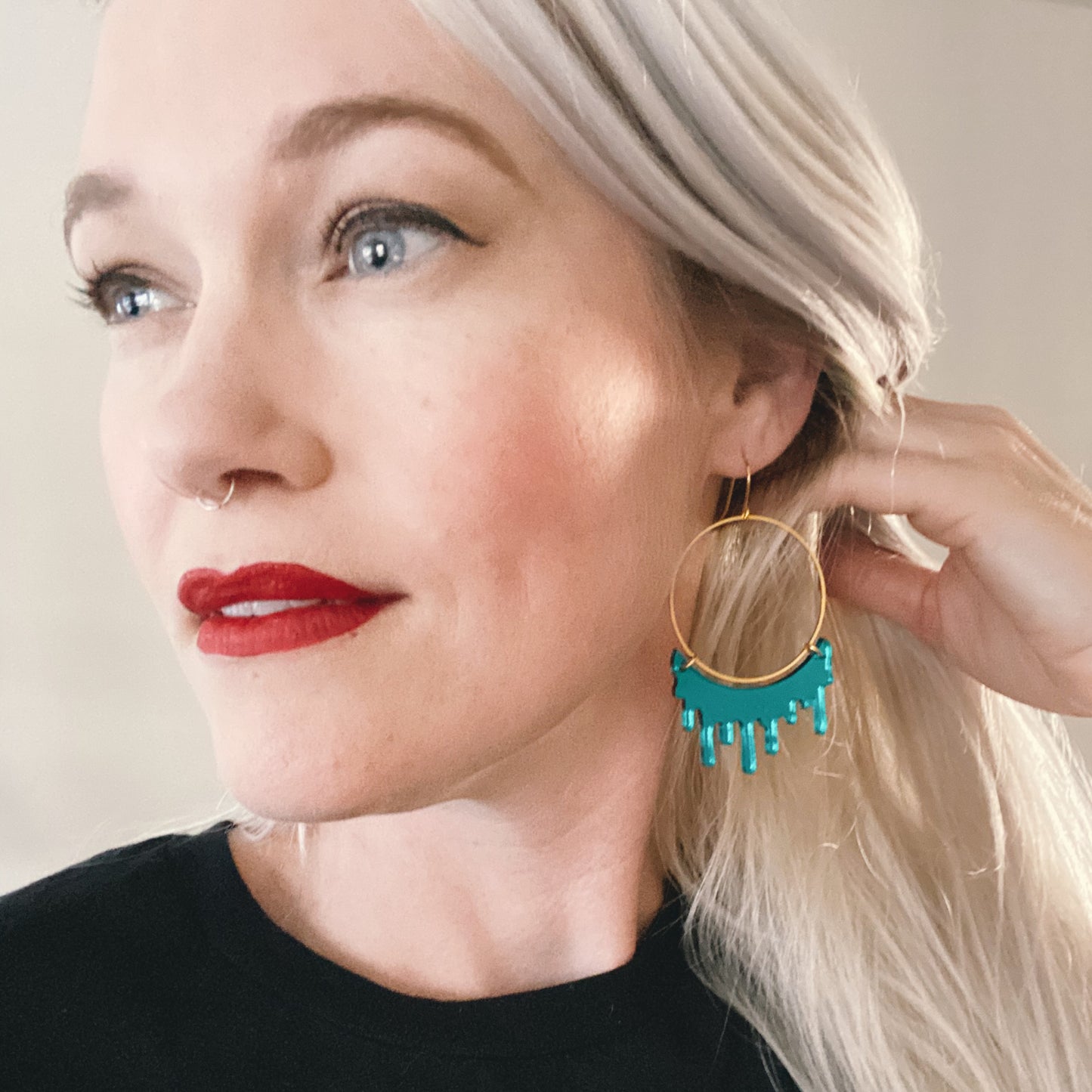 Teal Slime Hoop Earring