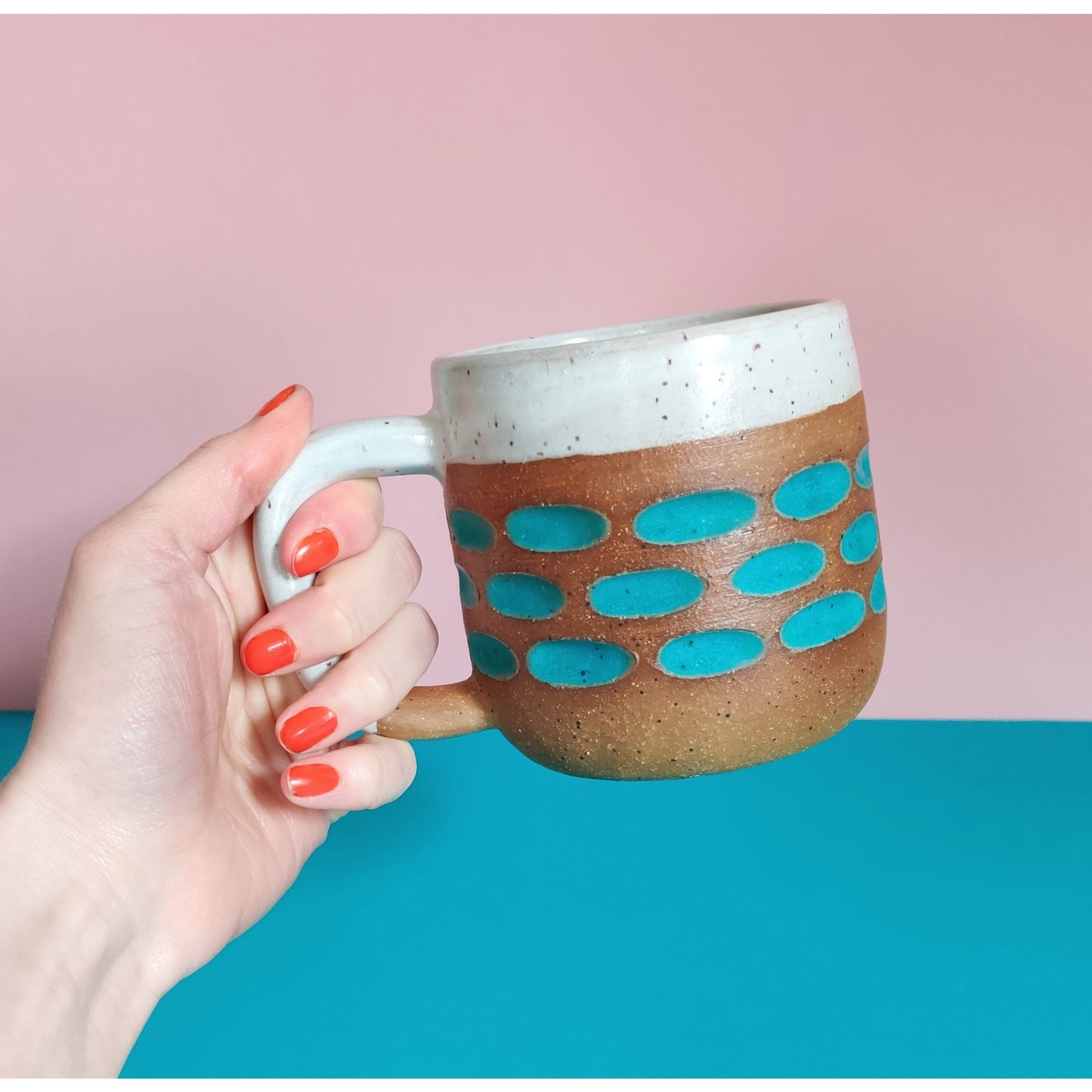 Turquoise Carved Mug